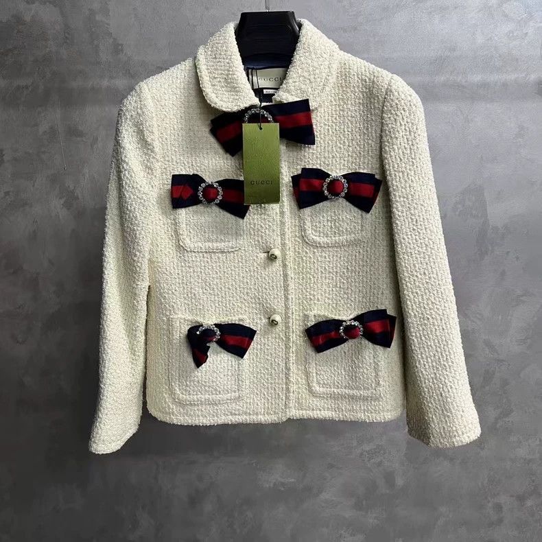 Gucci Gucci White Bow Pearl Button Jacket Size US S / EU 44-46 / 1 - 1 Thumbnail
