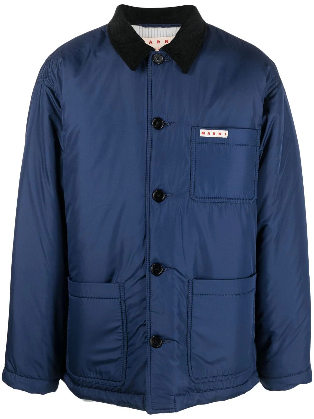 image of Marni O1W1Db10524 Logo Lightweight Jacket In Navy Blue, Men's (Size Small)