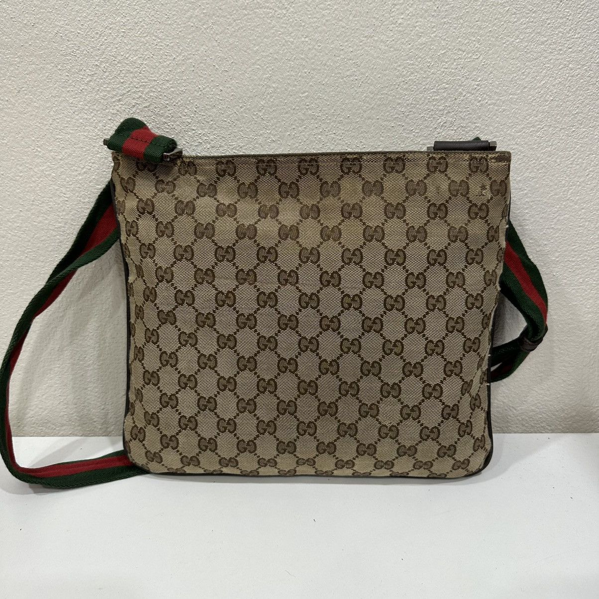 Gucci ‼️LD‼️GUCCI GG CANVAS WEB MESENGGER BAG LEATHER FLAP POCKET 3 Size ONE SIZE - 4 Thumbnail