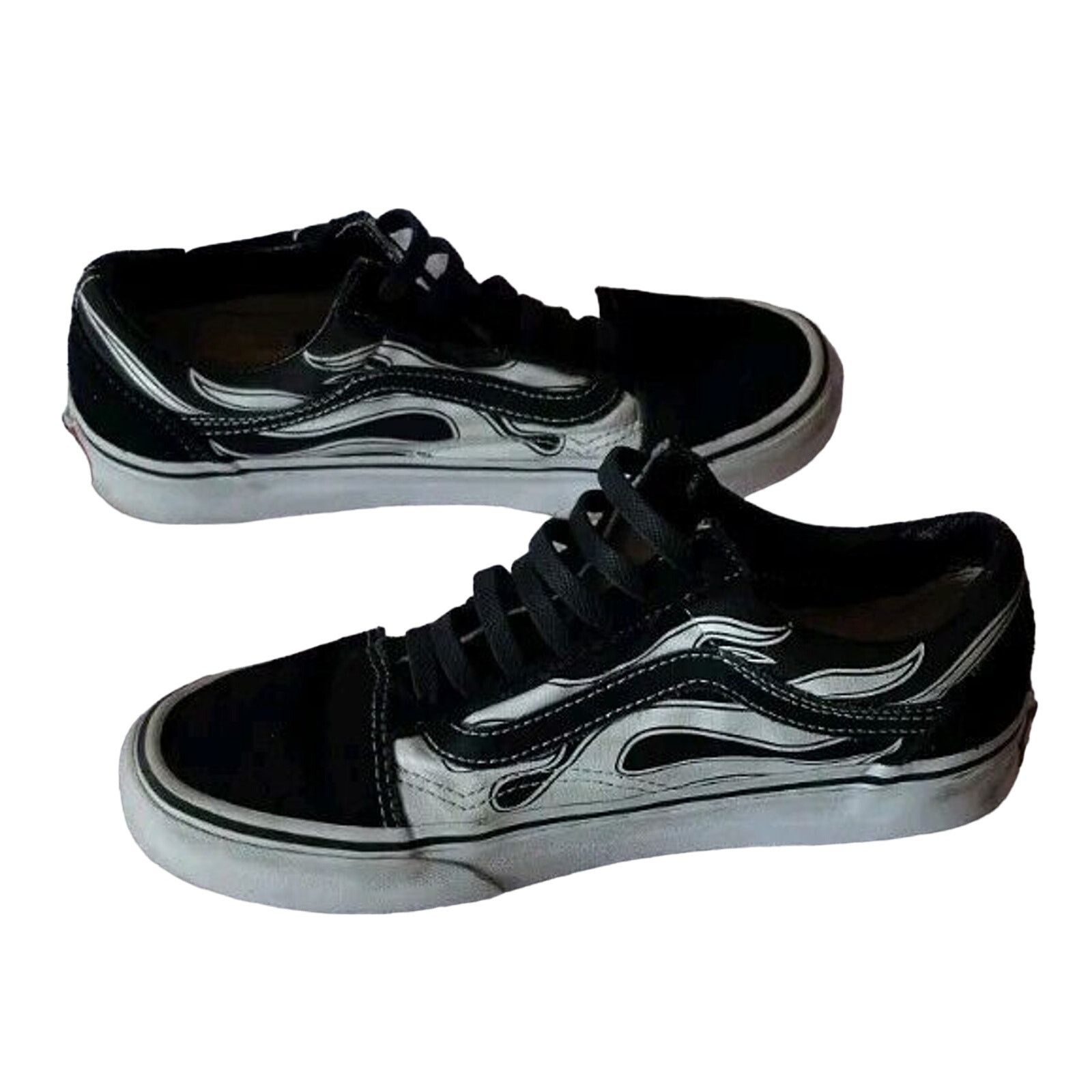 Vans Vans B/W Leather On Canvas Flames Skater Men’s Size US Men 5 Size US 5 / EU 37 - 2 Thumbnail