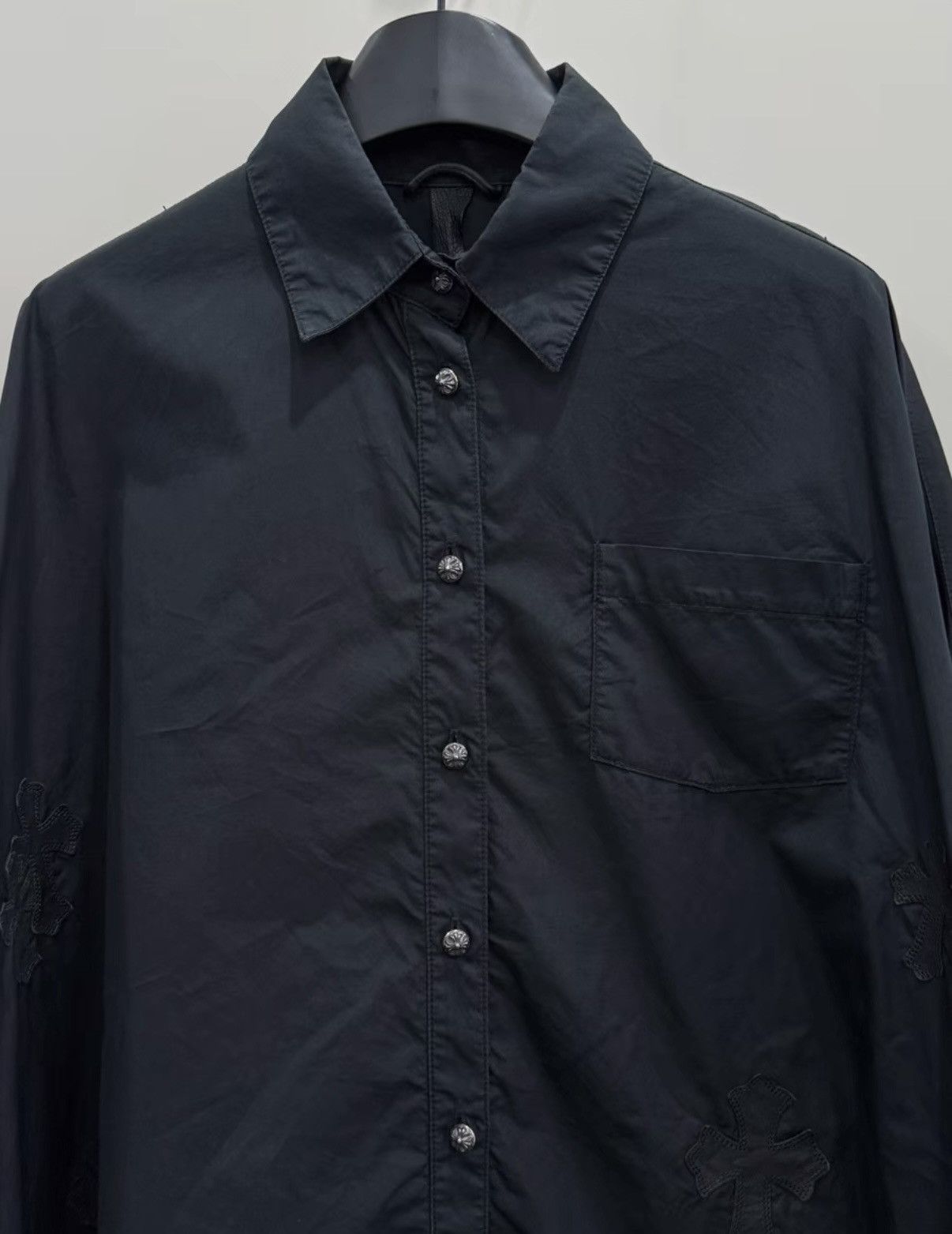 Chrome Hearts Chrome Hearts Full Cross Leather Patch Batwing Sleeve Shirt Size US S / EU 44-46 / 1 - 3 Thumbnail