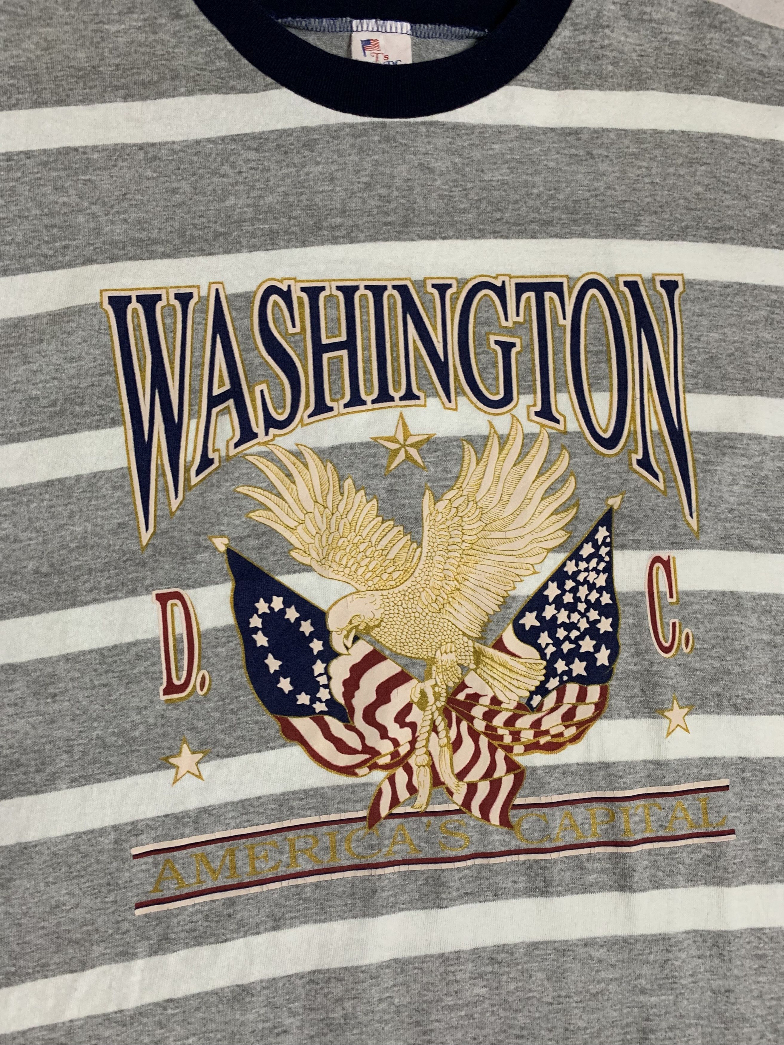 Vintage Vintage Washington T Shirt Tee Big Logo Baggy USA Y2K 90s Size US XL / EU 56 / 4 - 3 Thumbnail