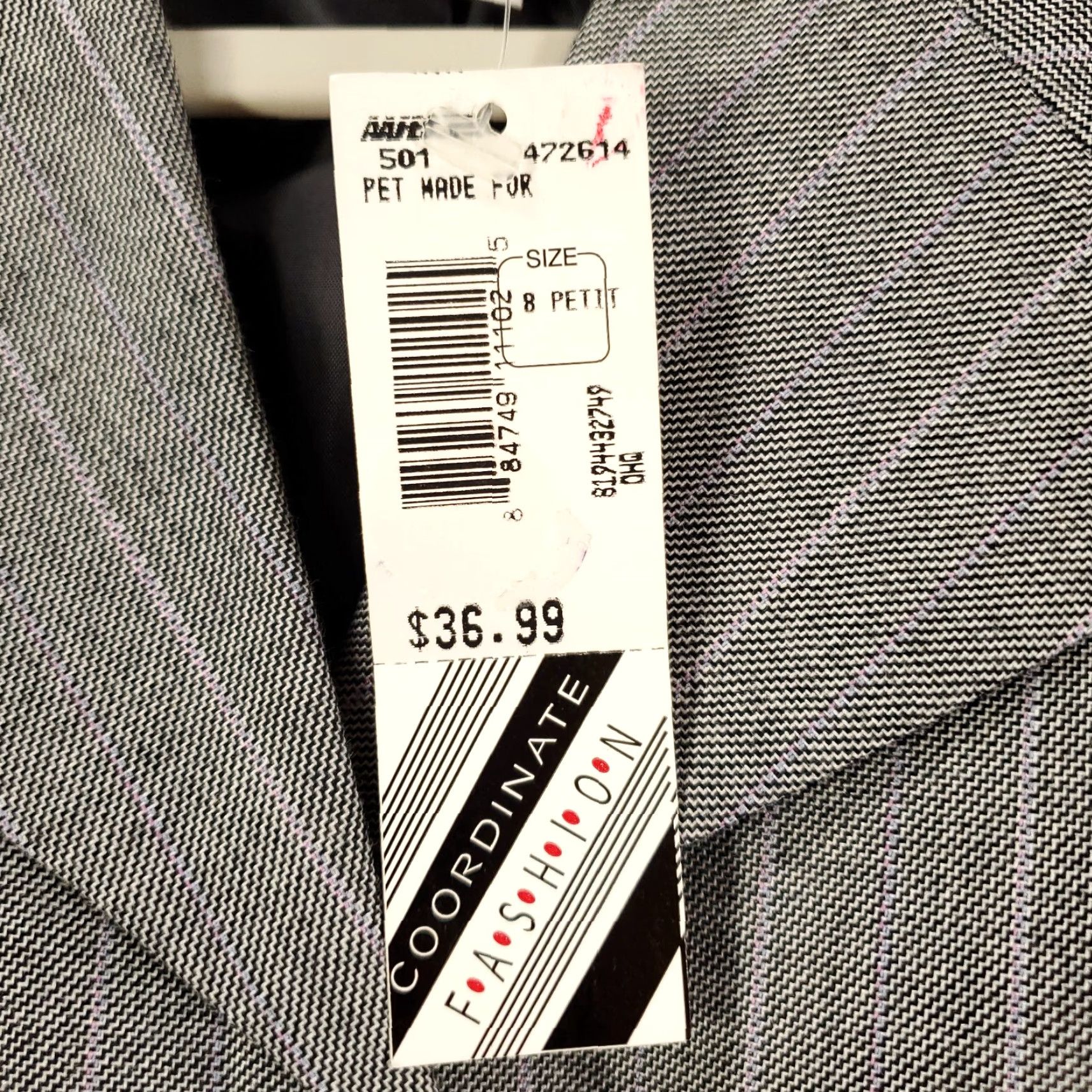 Vintage New Womens Jacket Womens 8P Petite 8 Gray Blazer Button Up Lined Pinstripes NWT Size M / US 6-8 / IT 42-44 - 5 Thumbnail