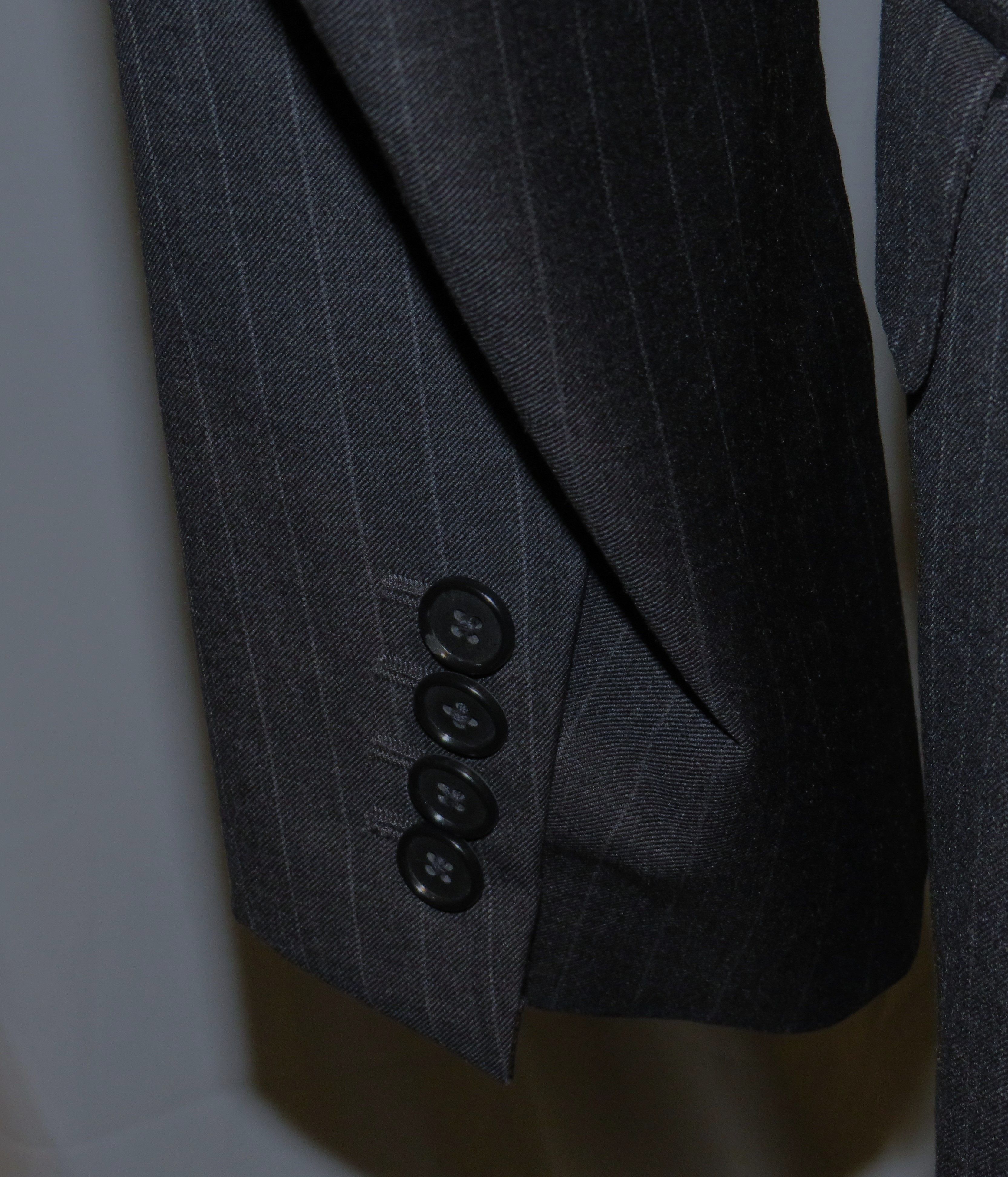 Loro Piana 150 Charcoal Stripe Custom Two Button Suit 40S