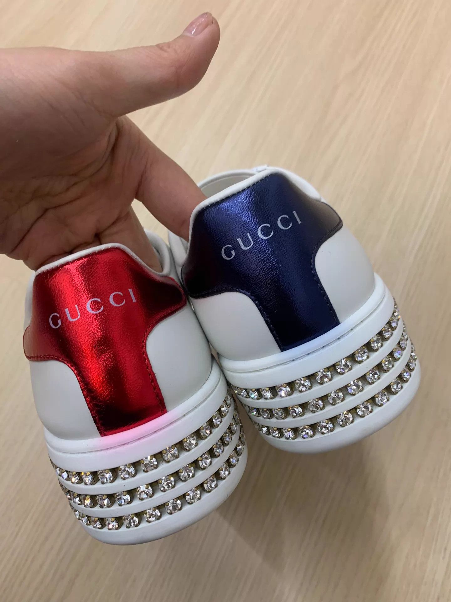 Gucci Gucci Blue Red Bee Crystal Sneaker Size 36 Unworn Size US 5.5 / IT 35.5 - 3 Thumbnail
