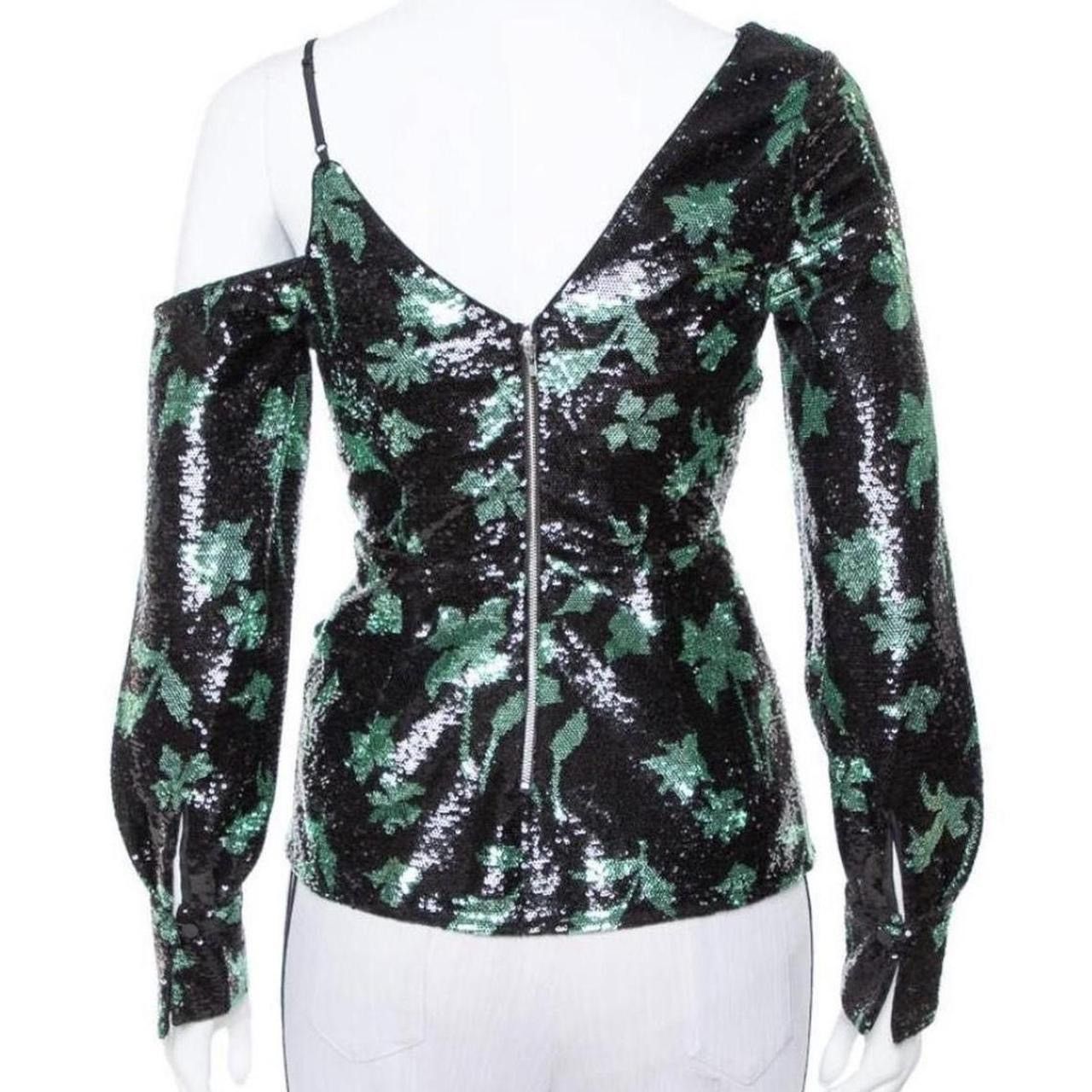 Self-Portrait Self-Portrait Black Leaf Sequin Wrap Top Size XS / US 0-2 / IT 36-38 - 3 Thumbnail