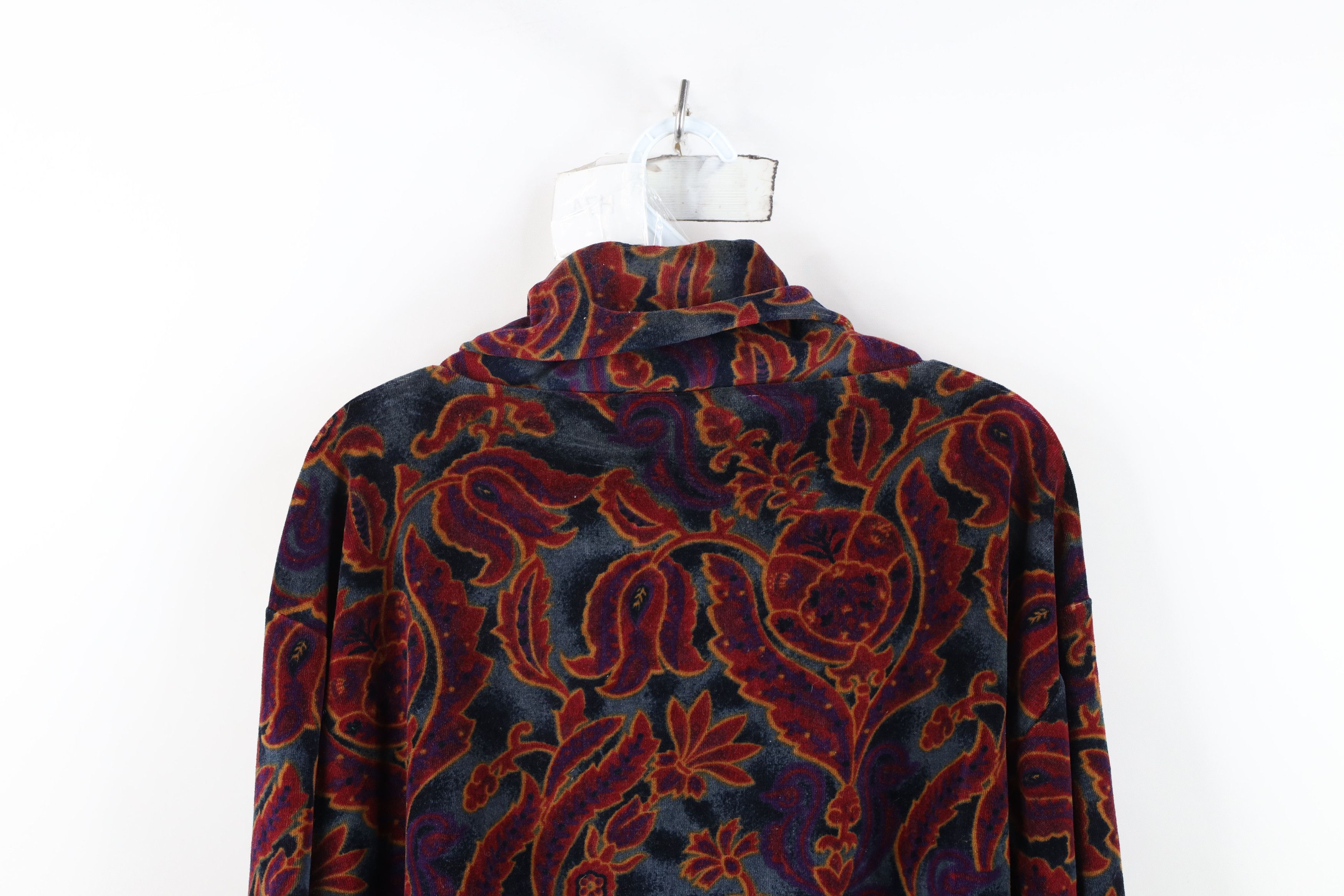 Vintage Vintage 90s Y2K Babydoll Velour Paisley Turtleneck Sweater Size S / US 4 / IT 40 - 12 Thumbnail