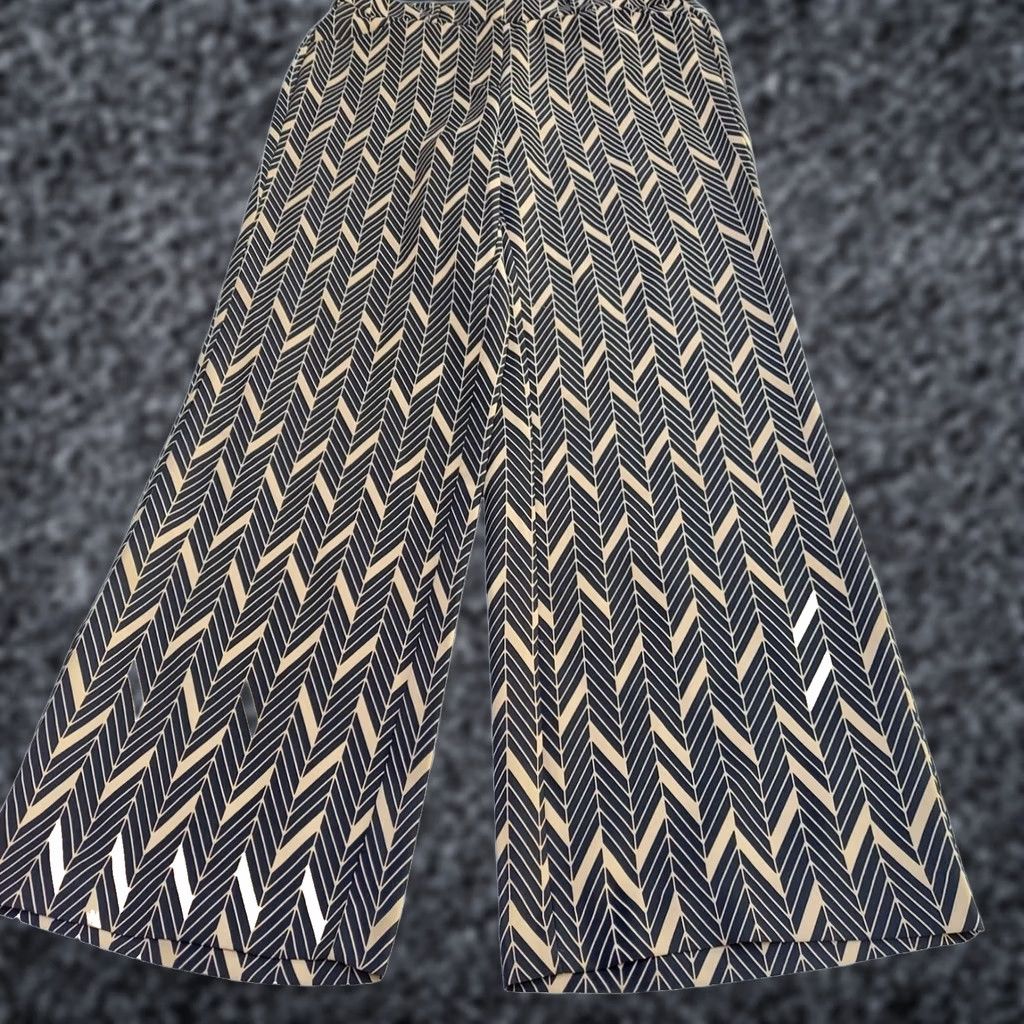 Vintage Chico's Women's 0.5 Regular Ultimate Fit Wide-Leg Pants Black Beige Chevron Size 25" / US 0 / IT 36 - 1 Thumbnail