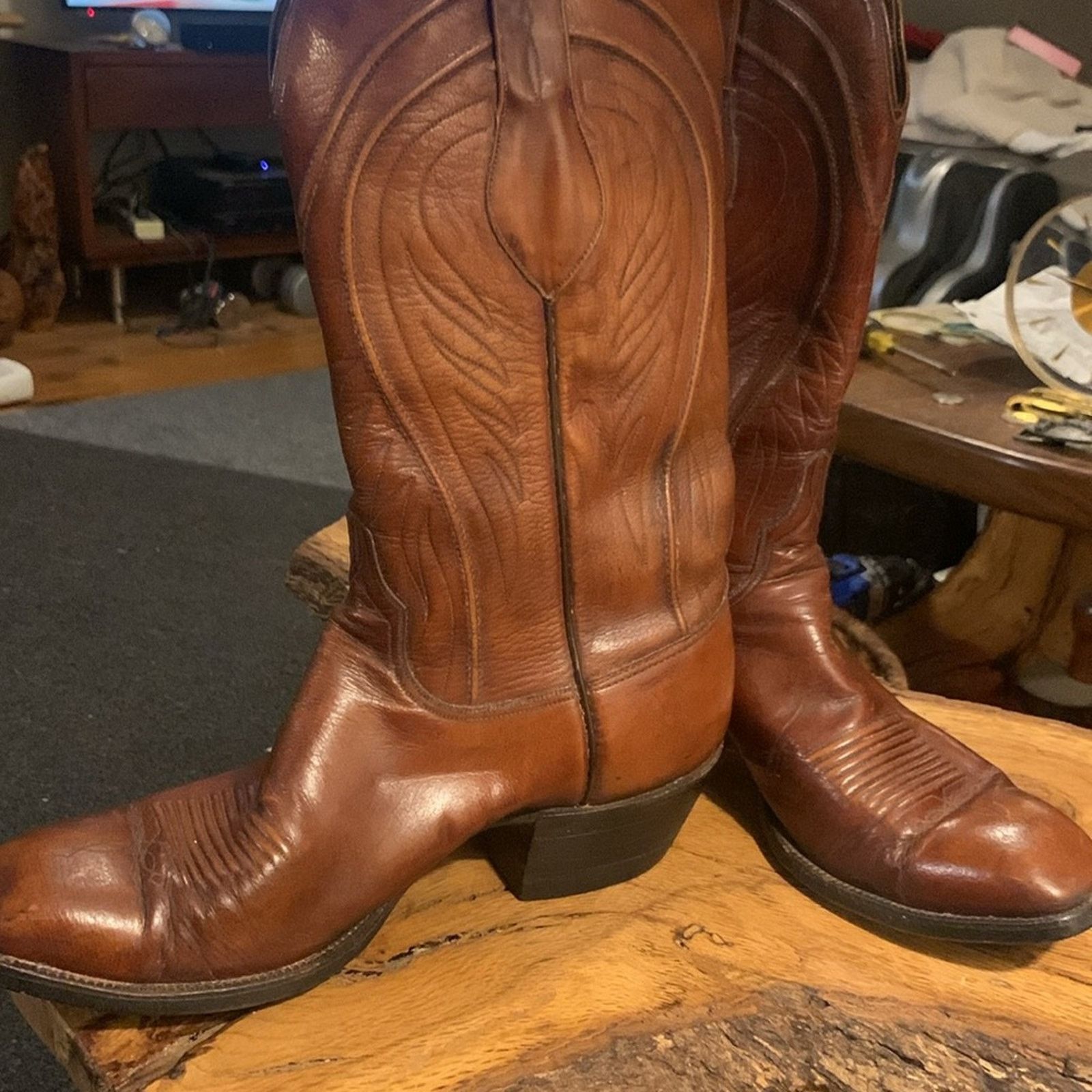 Lucchese Lucchese brown tooled and stitched cowboy boots Size US 10 / EU 43 - 2 Thumbnail