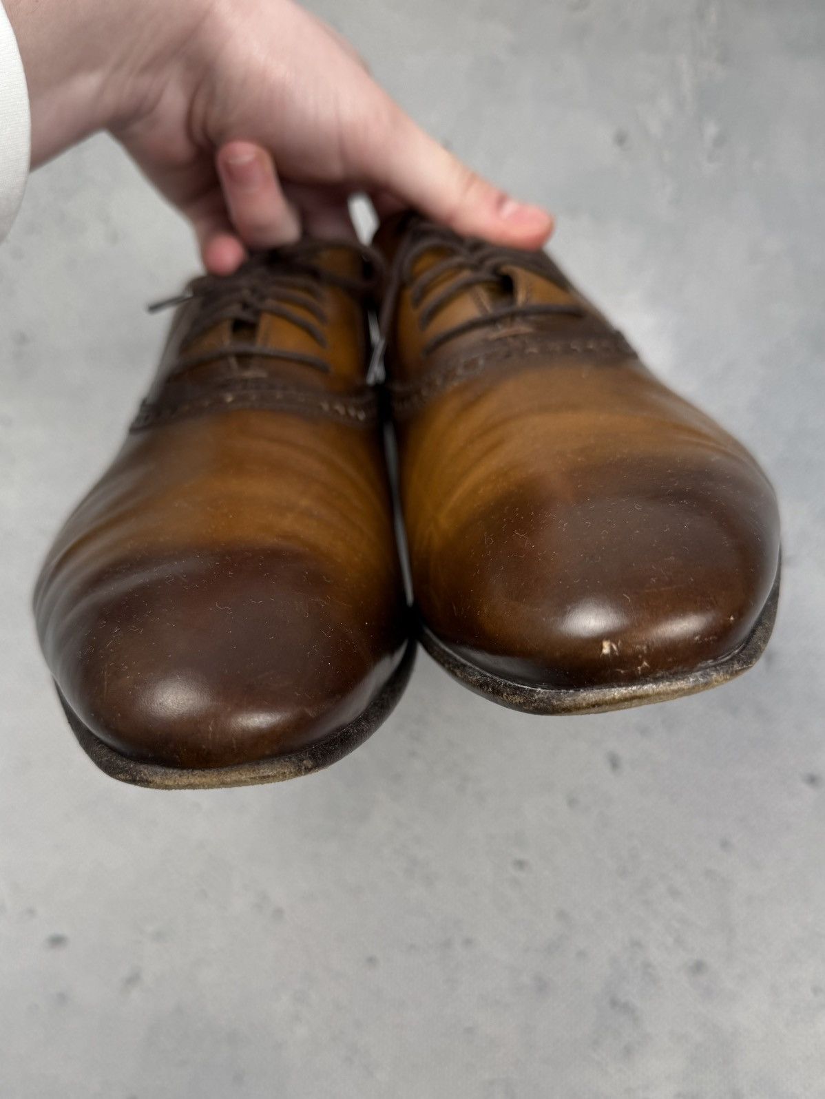 Gucci Gucci Vintage Burnished Brown Leather Oxford Dress Shoes Size US 8 / EU 41 - 4 Thumbnail