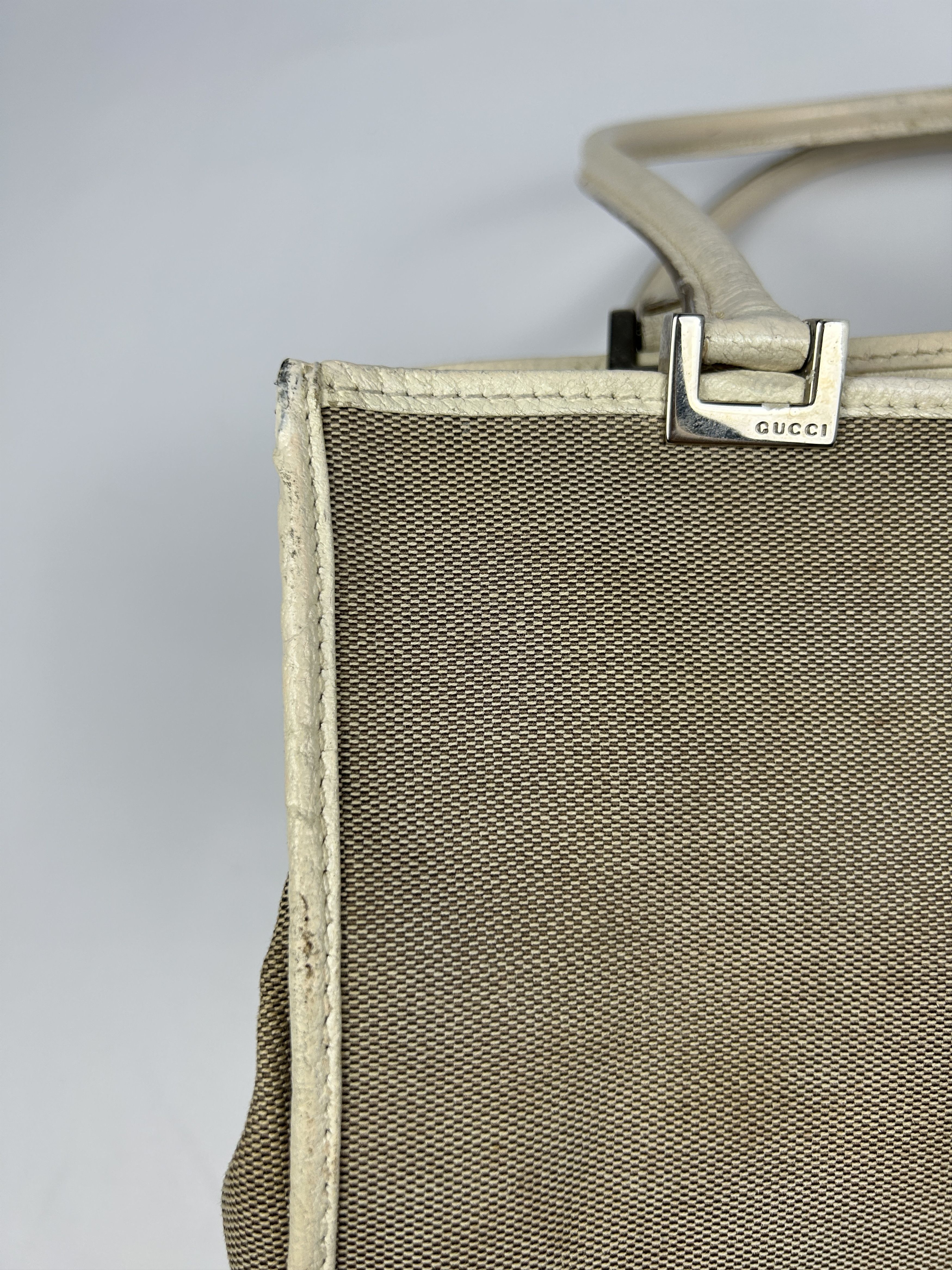 Gucci Vtg Gucci jackie line canvas tote bag with leather trim Size ONE SIZE - 14 Thumbnail