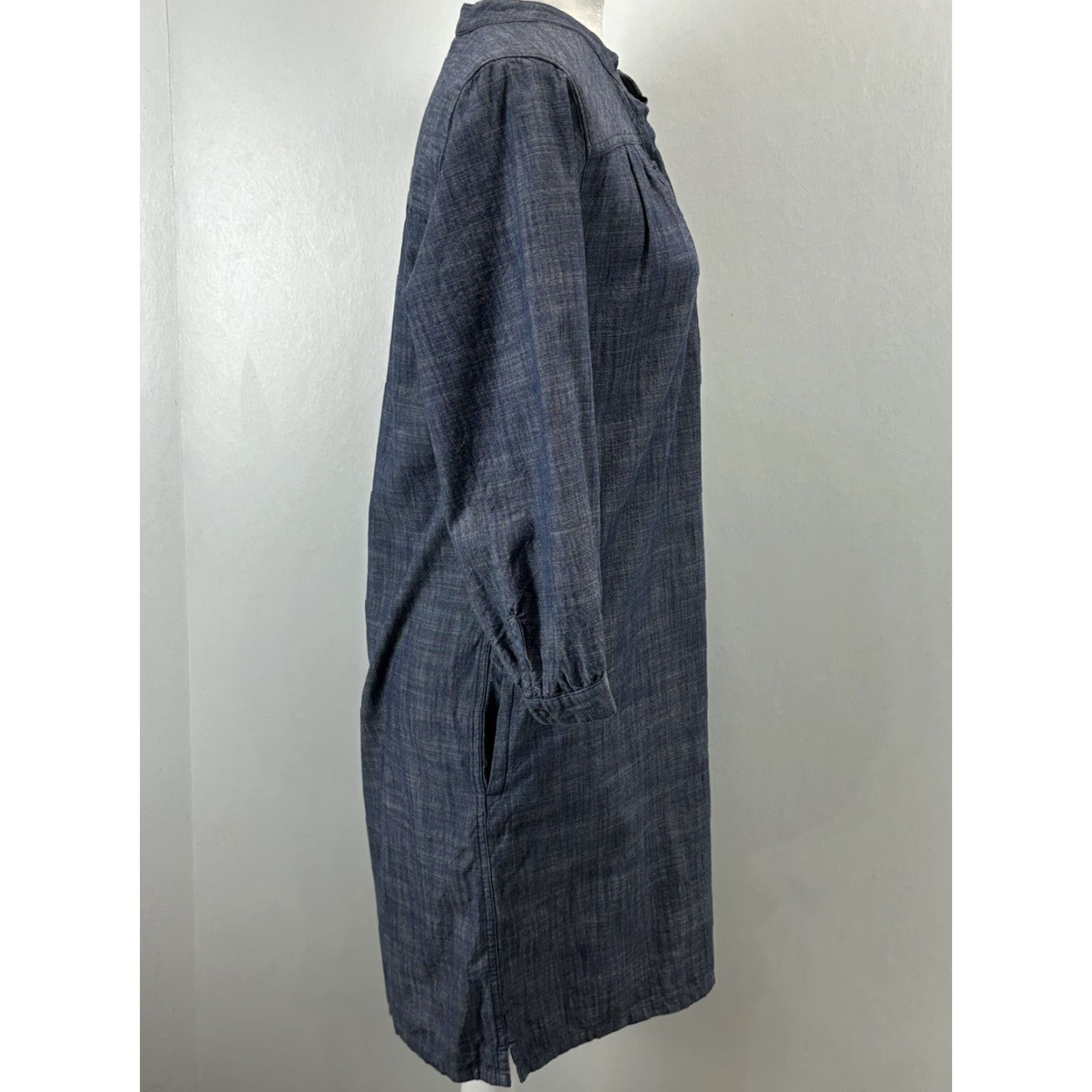 Patagonia Patagonia Organic Cotton Shift Dress 4 Blue Pockets Short No Belt Snap Front Bag? Size 27" / US 4 / IT 40 - 4 Thumbnail