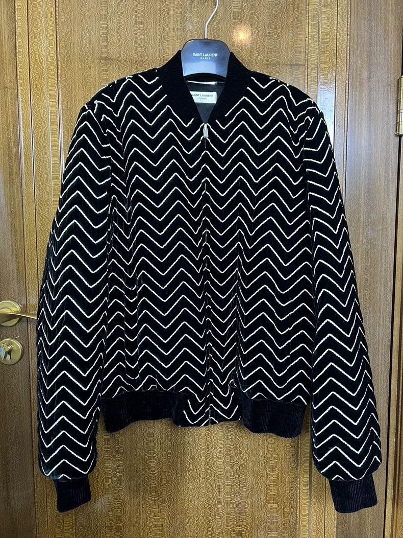 Yves Saint Laurent Saint Laurent 21fw Airwave Geometric Velvet Jacket 2502-Nex Size US L / EU 52-54 / 3 - 1 Thumbnail