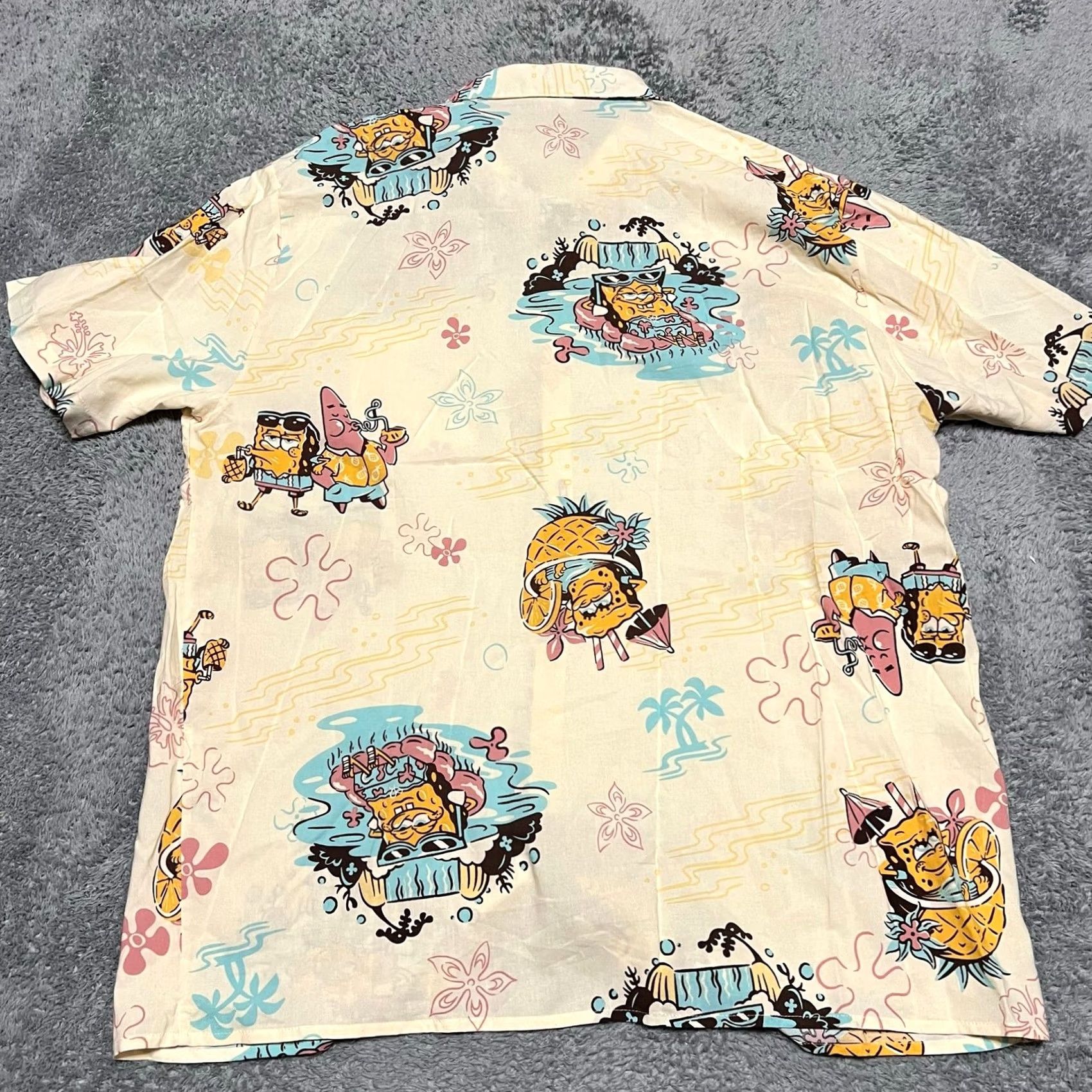Nickelodeon Spongebob Squarepants Shirt Mens 2XL Cream Hawaiian Button Nickelodeon Size US XXL / EU 58 / 5 - 3 Thumbnail