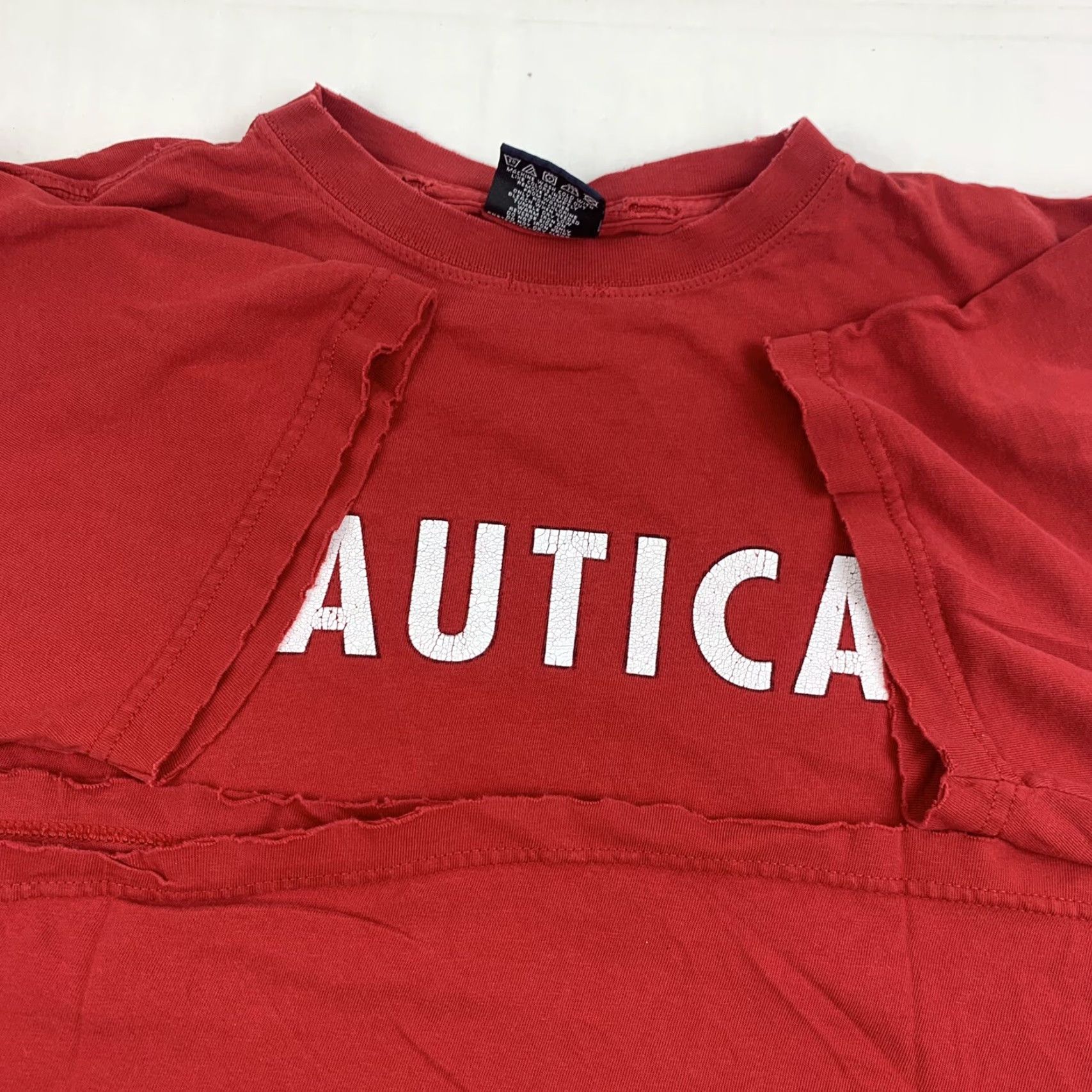 Nautica VINTAGE Nautica T Shirt Adult Medium Red Spellout Thrashed Worn Grunge Y2K Sailing Boats Mens Size US M / EU 48-50 / 2 - 4 Thumbnail