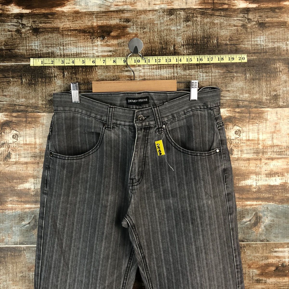 Japanese Brand Skkone Grey stripe cargo Casual Pants #A1434 Size US 32 / EU 48 - 4 Thumbnail