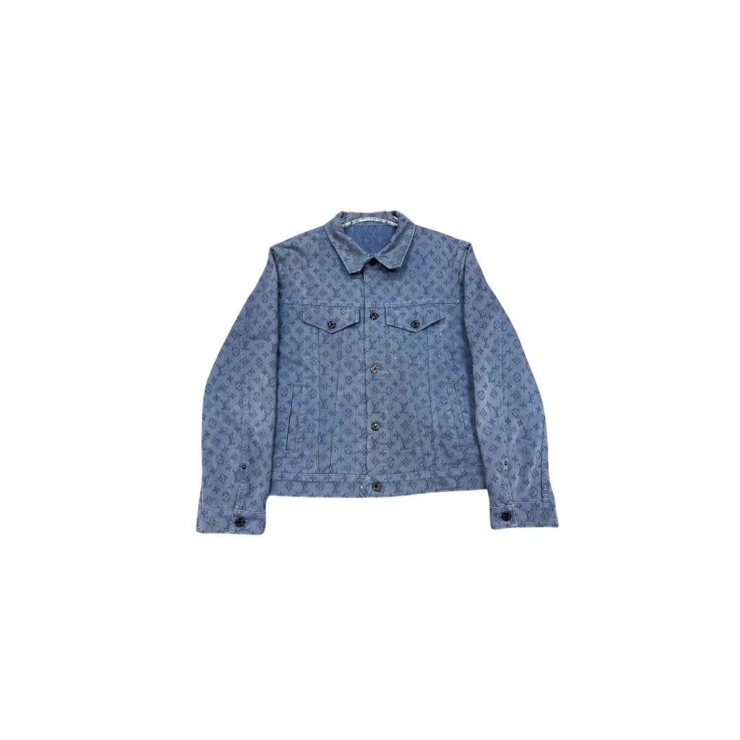 image of Louis Vuitton Lv Monogram Denim Jacket in Blue, Men's (Size 2XL)