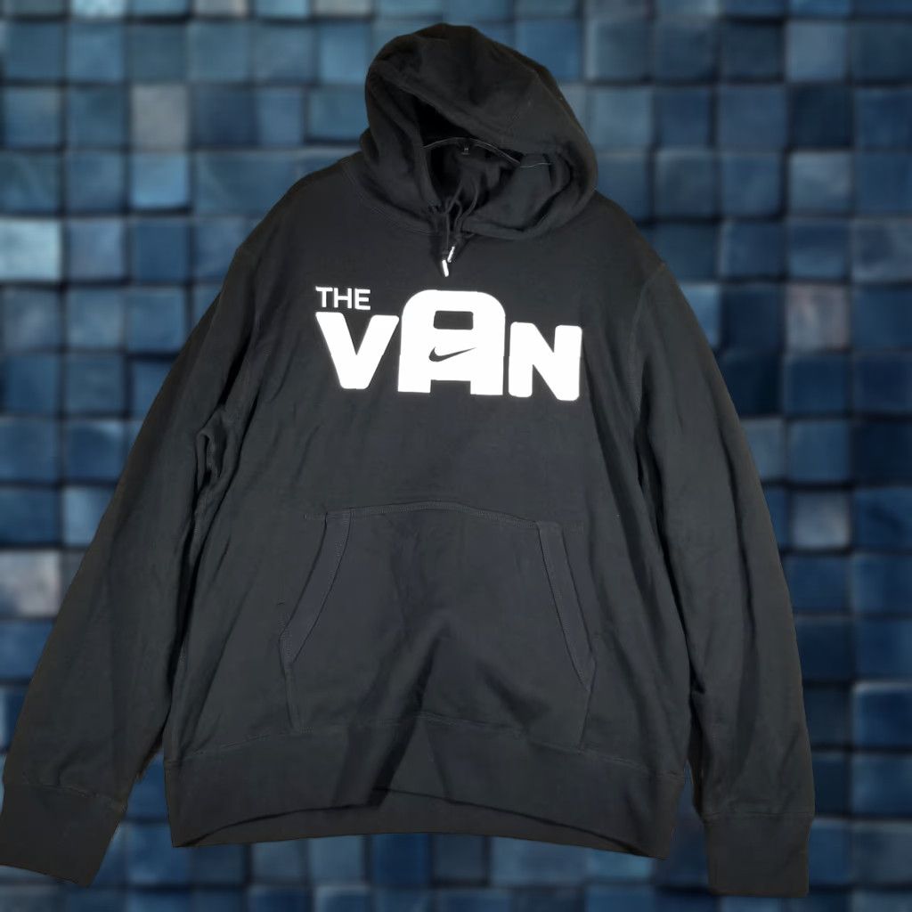 VINTAGE Nike Hoodie Mens 3XL Black Club Fleece Swoosh THE VAN Graphic AJ8321-010