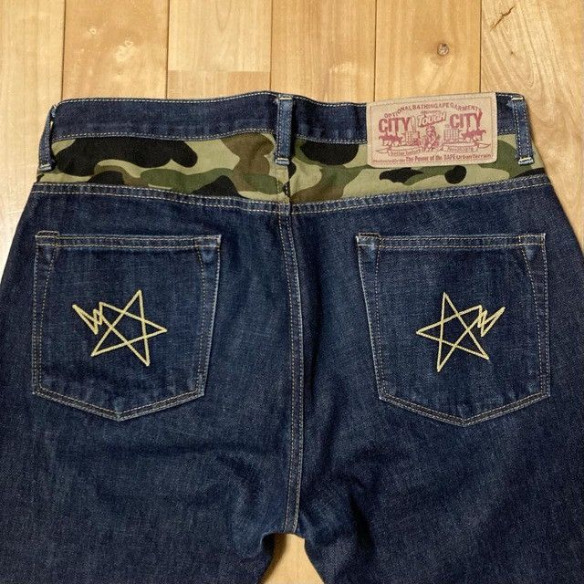 Bape BAPE STA embroidered denim pants a bathing ape star ★size S Size US 30 / EU 46 - 3 Thumbnail