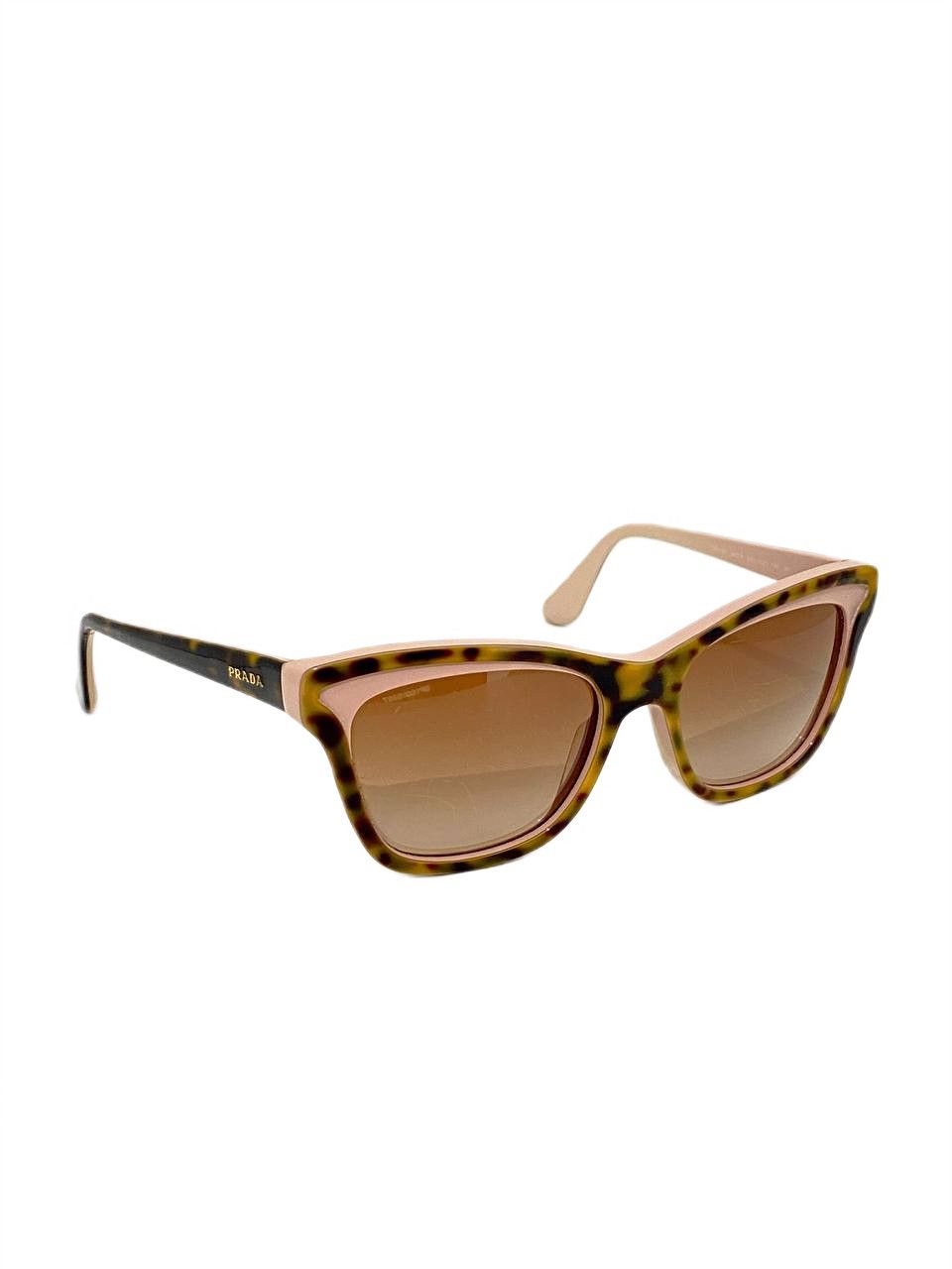 Prada Prada Logo Havana Retro Cat Eye Oversized Sunglasses Size ONE SIZE - 1 Thumbnail