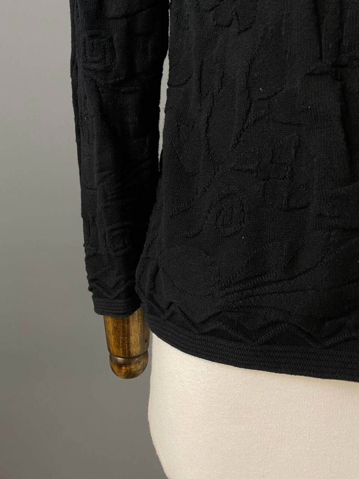 Designer Gudrun Sjoden Black Floral Knit Cardigan Sweater Size S Size S / US 4 / IT 40 - 4 Thumbnail