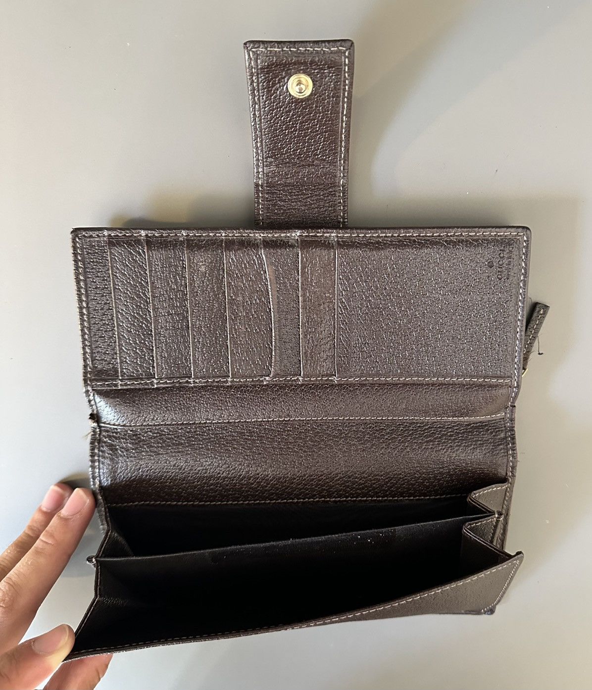 Gucci Gucci GG Canvas & Leather Wallet – Brown Monogram Size ONE SIZE - 5 Thumbnail