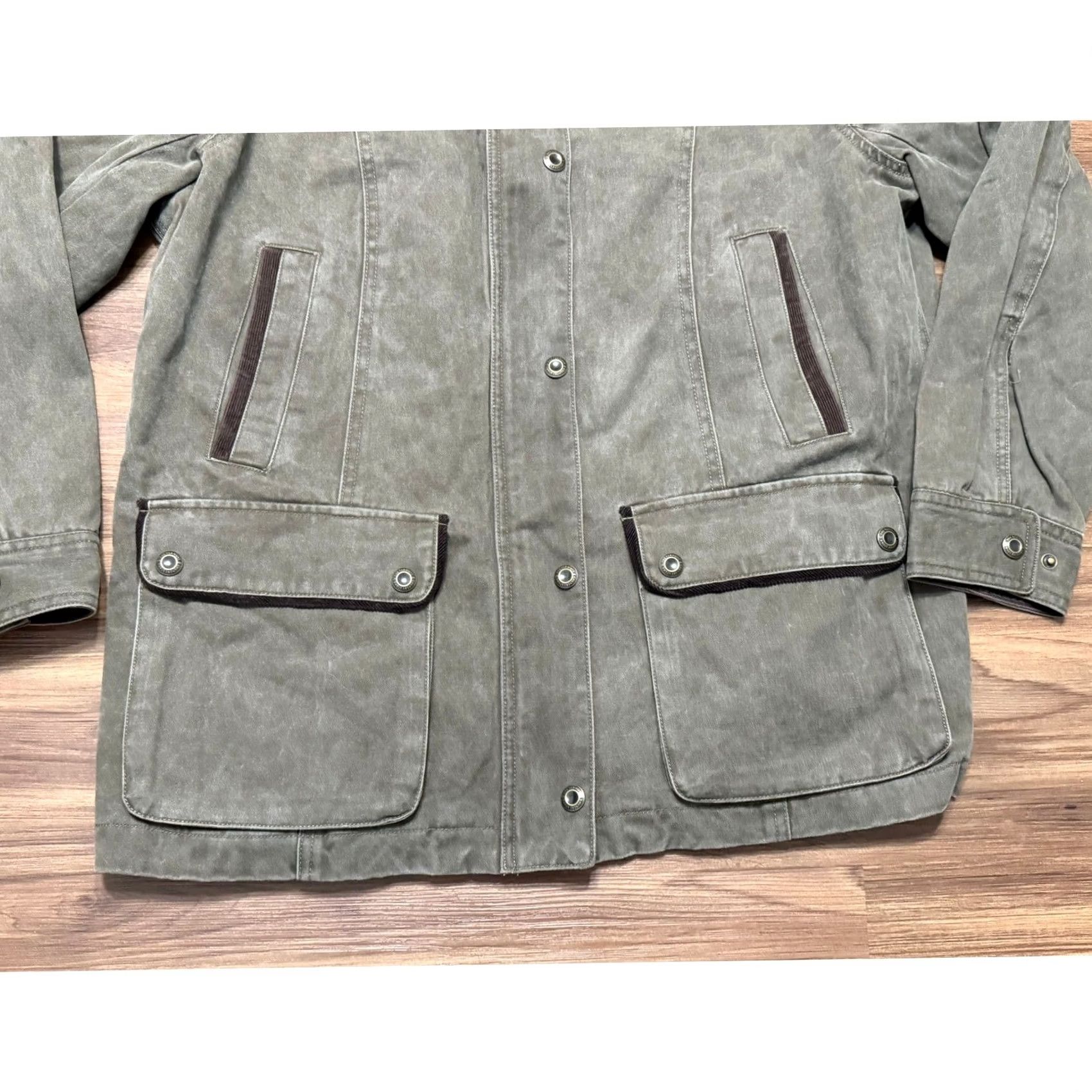 Olive Vermont Barn Coat Olive Green Fleece Lined Chore Jacket Women 1X Size XL / US 12-14 / IT 48-50 - 2 Thumbnail