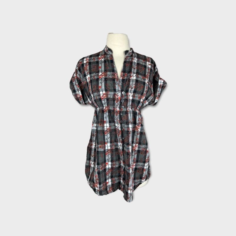 Decree Decree | Vintage Y2K Women's Cherry Blossom Plaid Blouse Size S / US 4 / IT 40 - 3 Thumbnail