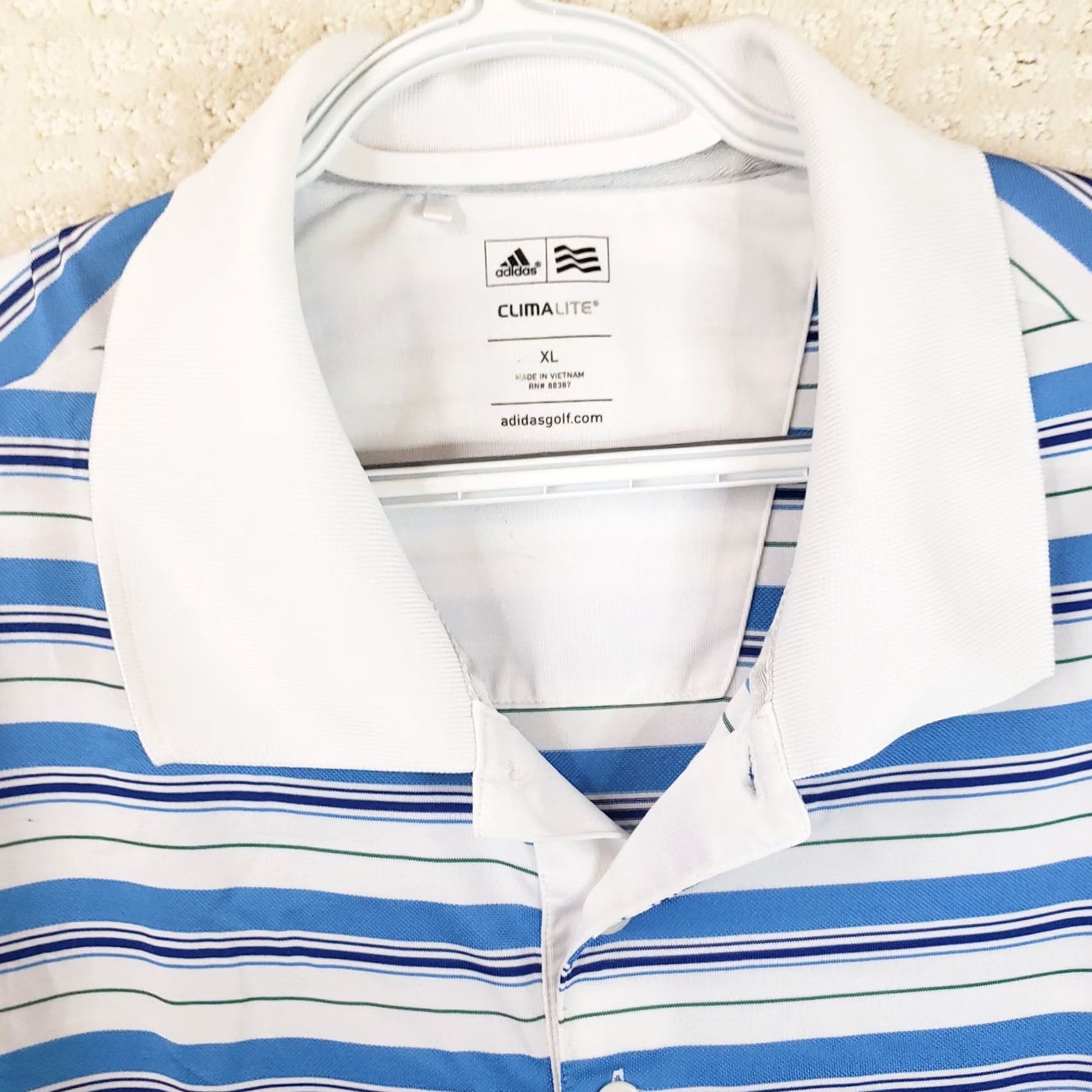 Adidas Adidas Polo Shirt Mens Climalite Blue White Striped Short Sleeve Golf XL Polo Shirt Mens Black? Size US XL / EU 56 / 4 - 4 Thumbnail