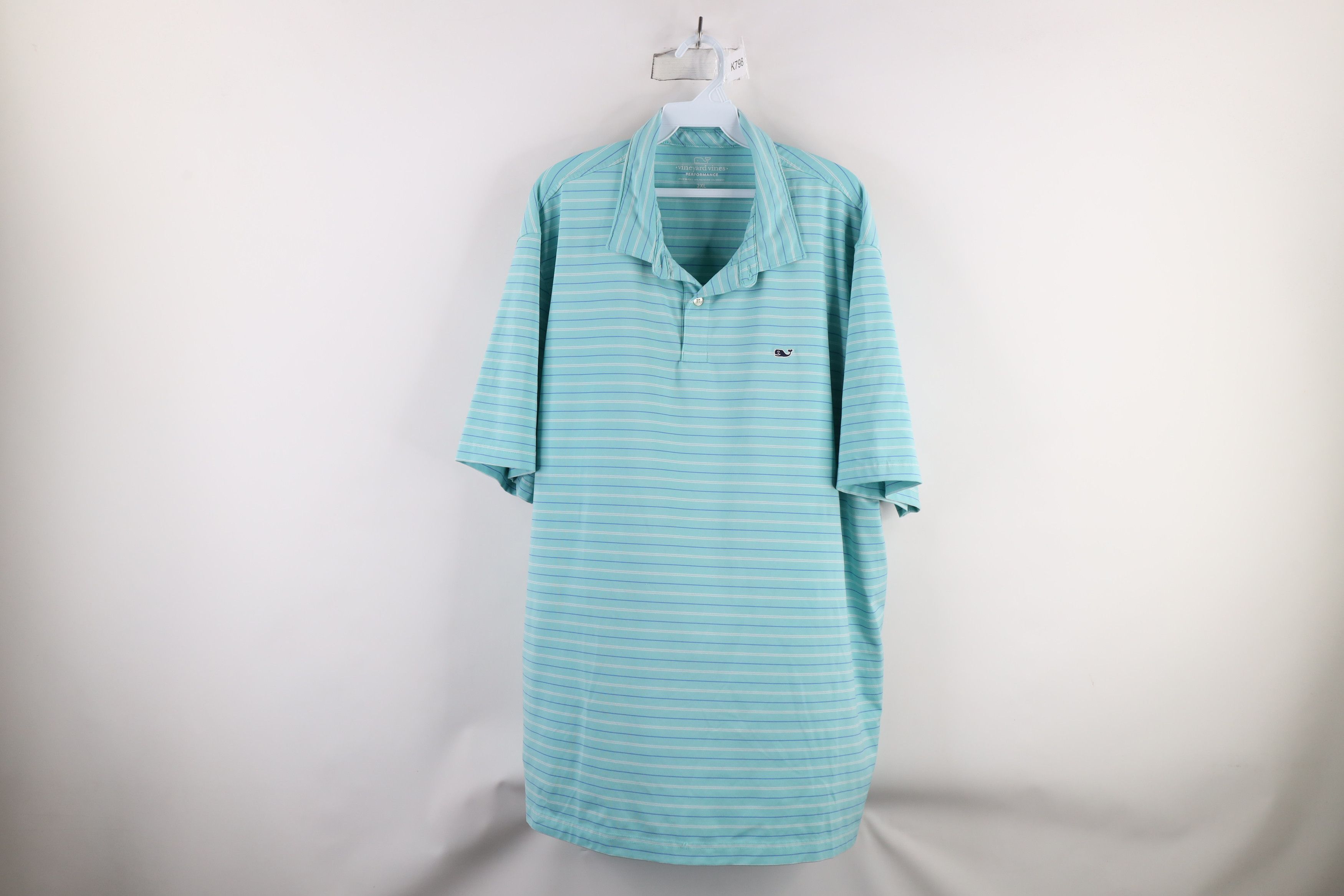 Vineyard Vines × Vintage Vineyard Vines Logo Performance Knit Striped Golf Polo Shirt Size US XXL / EU 58 / 5 - 1 Thumbnail