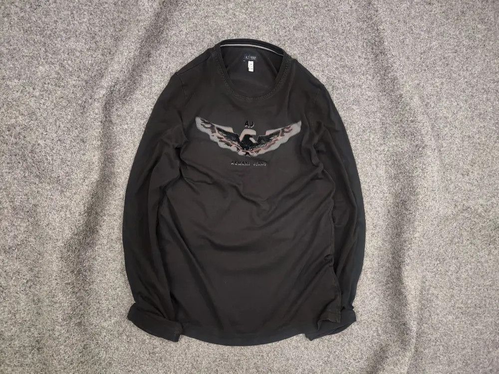 Armani Vintage armani jeans Big Logo Faded Long Sleeve Y2K Style Size US S / EU 44-46 / 1 - 1 Thumbnail