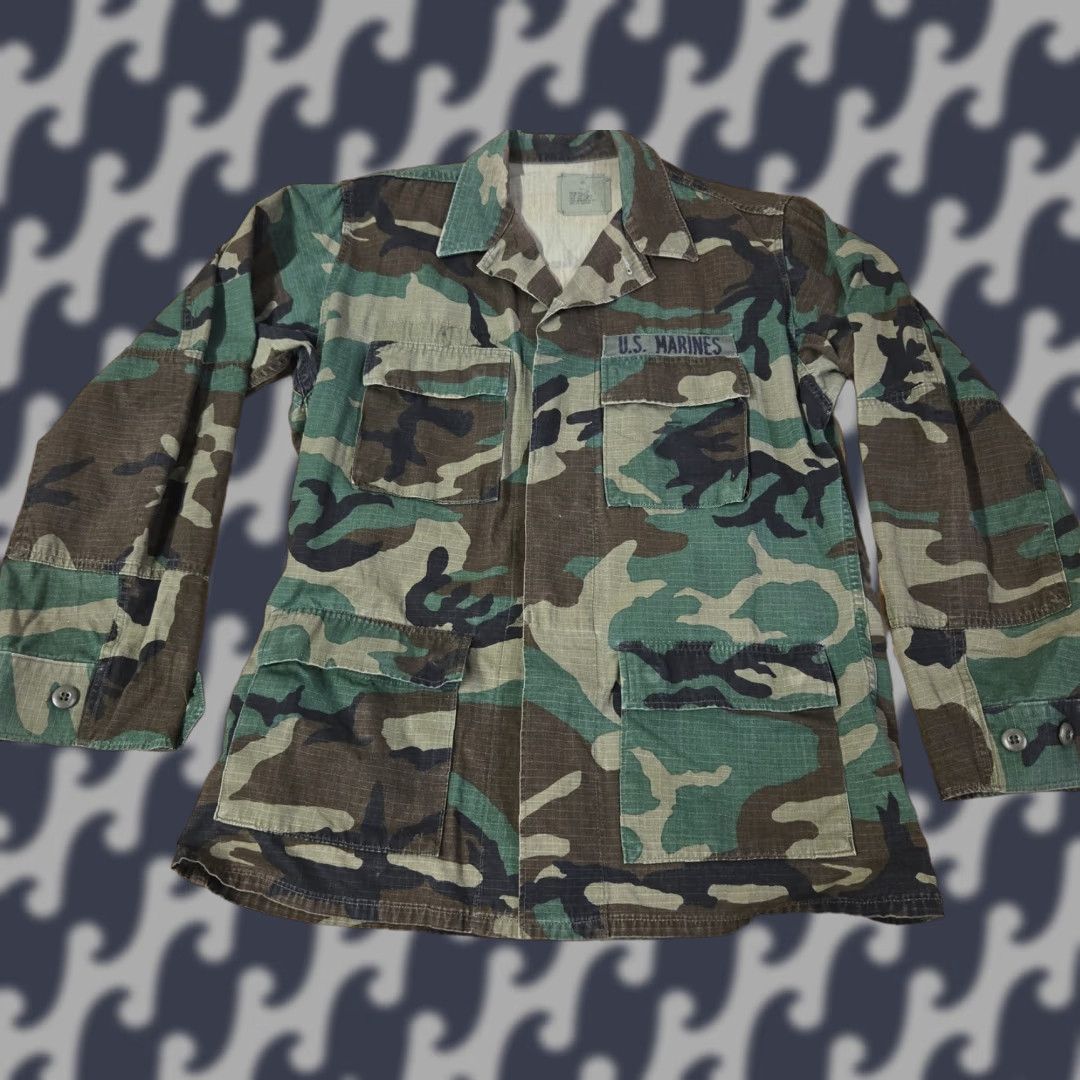 VINTAGE U.S. Marines Woodland Camo Jacket Mens M Long Camouflage Military 90s