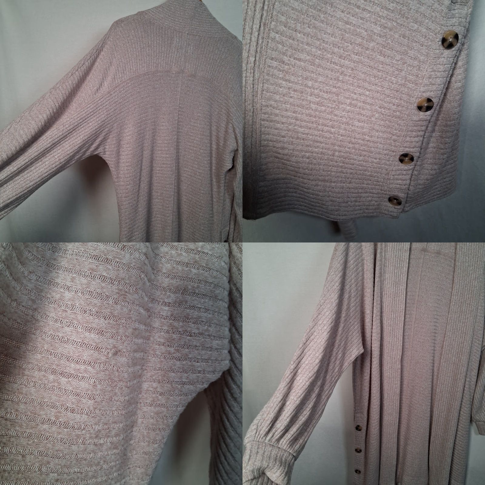 Anthropologie VINTAGE Saturday Sunday Anthropologie Cardigan Duster Open Front Boho Ribbed Knit Beige S Small Womens Size S / US 4 / IT 40 - 8 Thumbnail