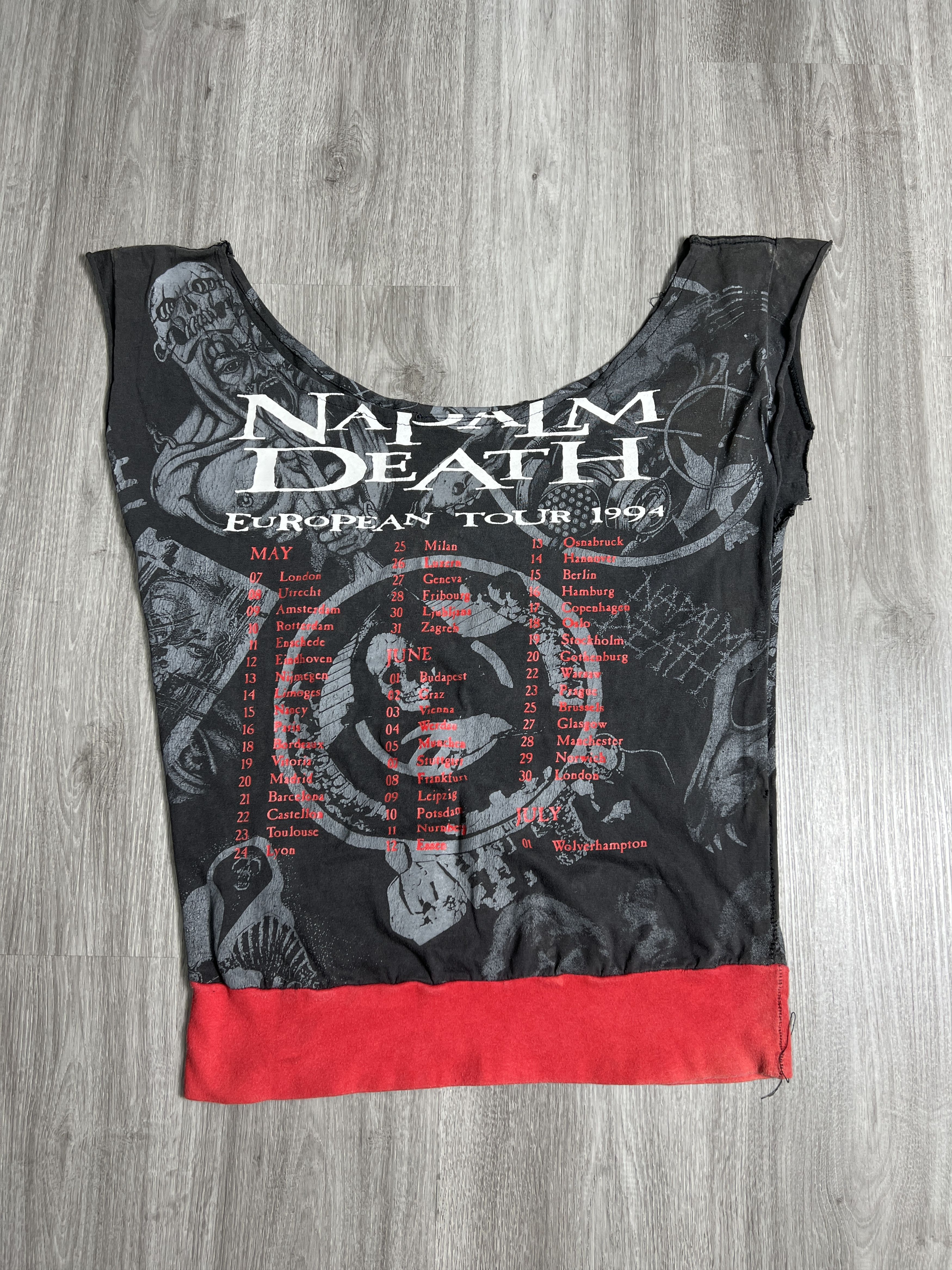 Band Tees Vintage 90s NAPALM DEATH '93 Tour Custom Sleeveless Tee (N) Size US L / EU 52-54 / 3 - 9 Thumbnail