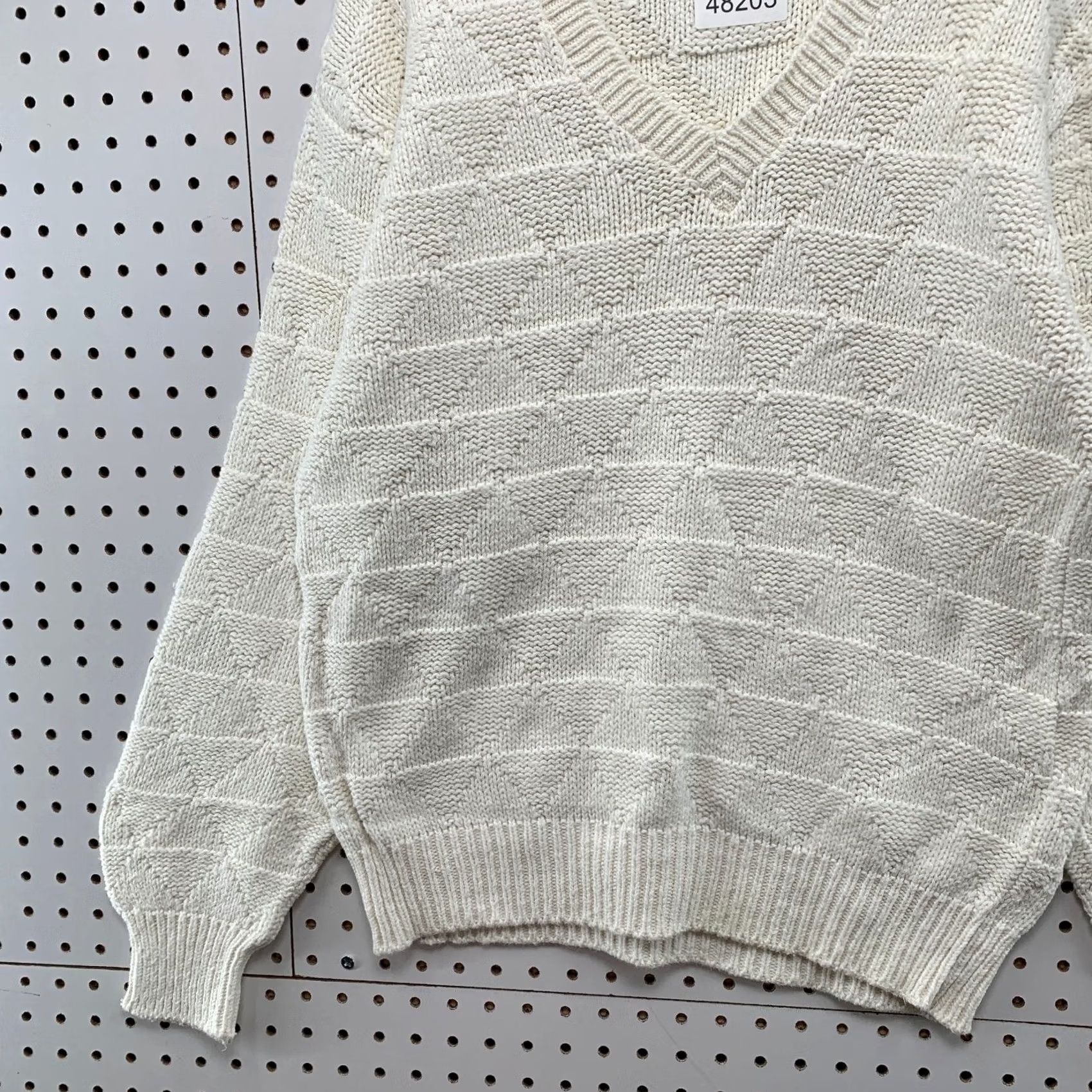 Vintage Vintage Northern Isles Knit Sweater Mens Medium White V-Neck Cotton Pullover Size US M / EU 48-50 / 2 - 5 Thumbnail