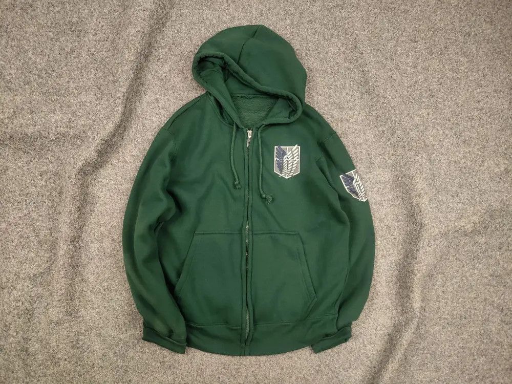 Anime Vintage Attack On Titan Anime Movie Game Zip Logo Hoodie Size US M / EU 48-50 / 2 - 1 Thumbnail