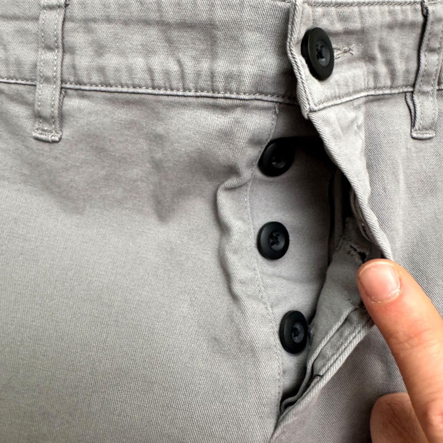 Asos ASOS Design Pants Mens 33x34 Gray Twill Cotton Straight Leg Chino Button Fly Casual Workwear Size US 34 / EU 50 - 3 Thumbnail