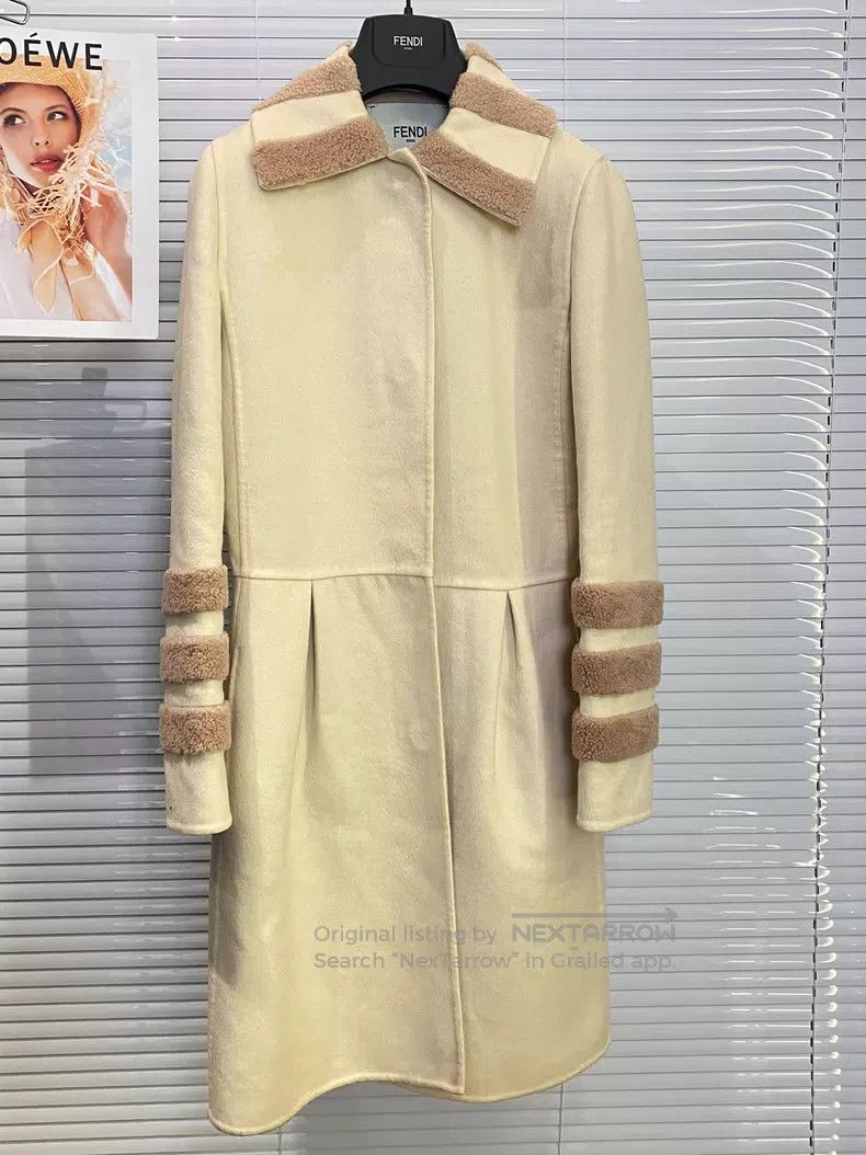Fendi Wool Blended Coat Beige