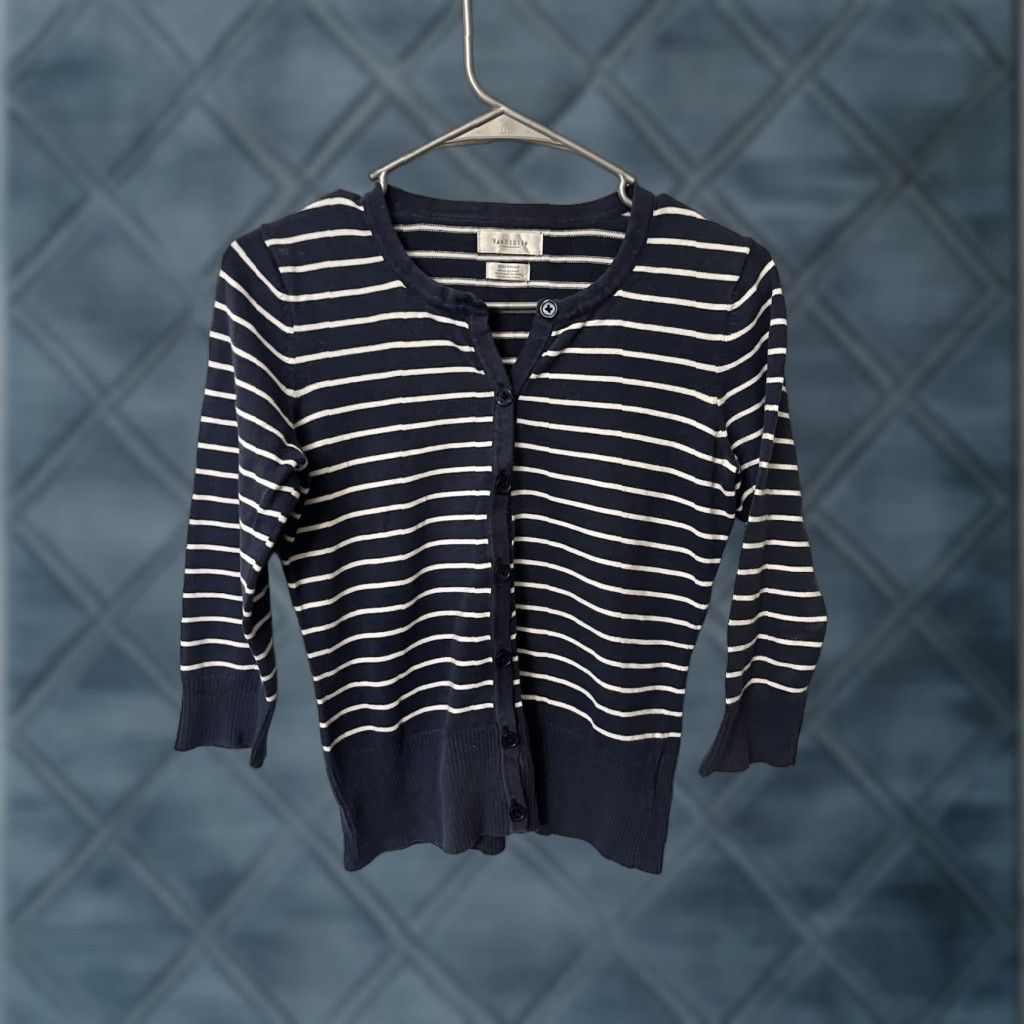 Van Heusen VAN HEUSEN Women Cardigan XS Navy Striped 3/4 Sleeve Cardigan Size XS / US 0-2 / IT 36-38 - 1 Thumbnail