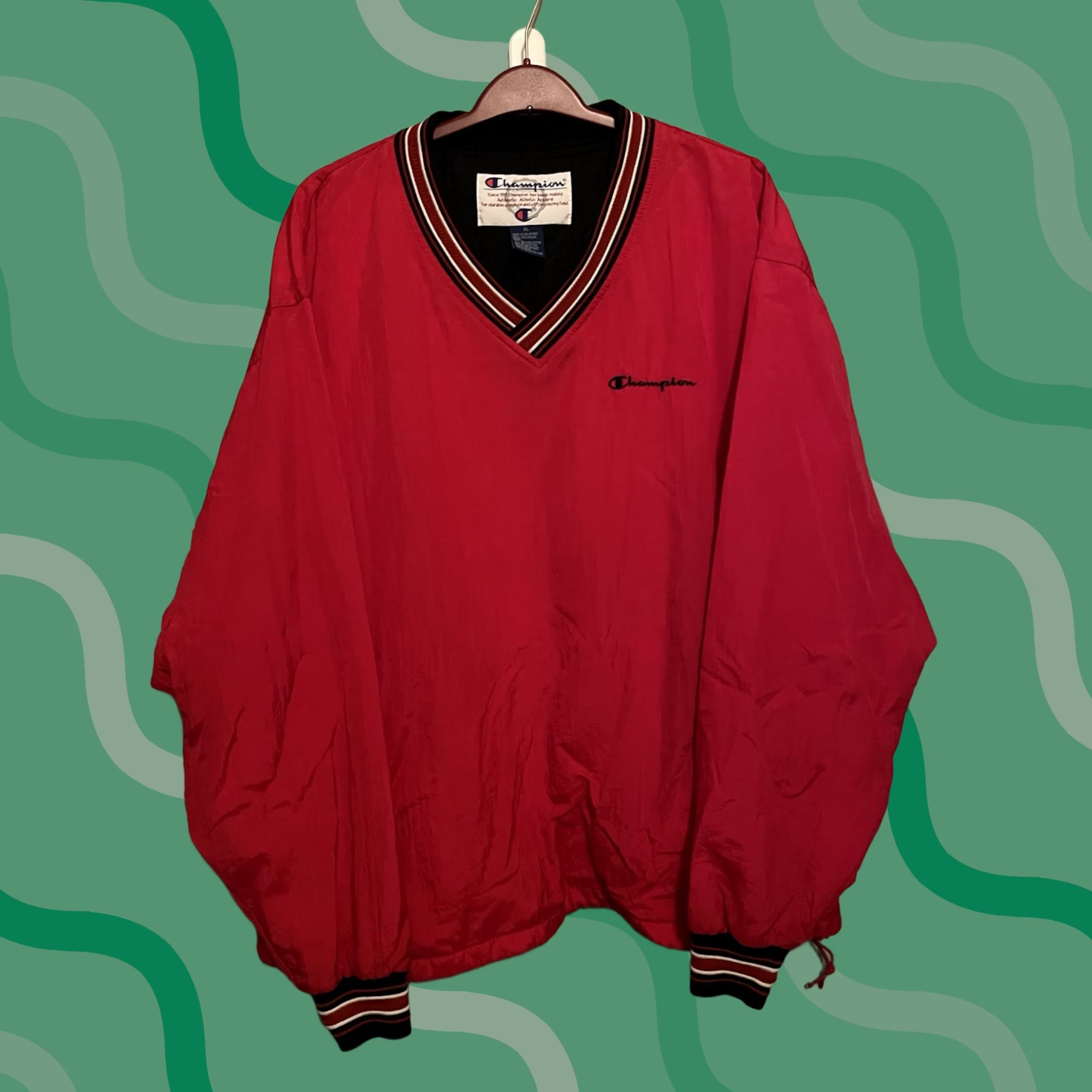Champion VINTAGE Champion Windbreaker Jacket Mens XL Red Lined Pockets 90s PullOver Pullover Logo Embroidered Zipped Pockets Nylon Short Jacket Size US XL / EU 56 / 4 - 1 Thumbnail