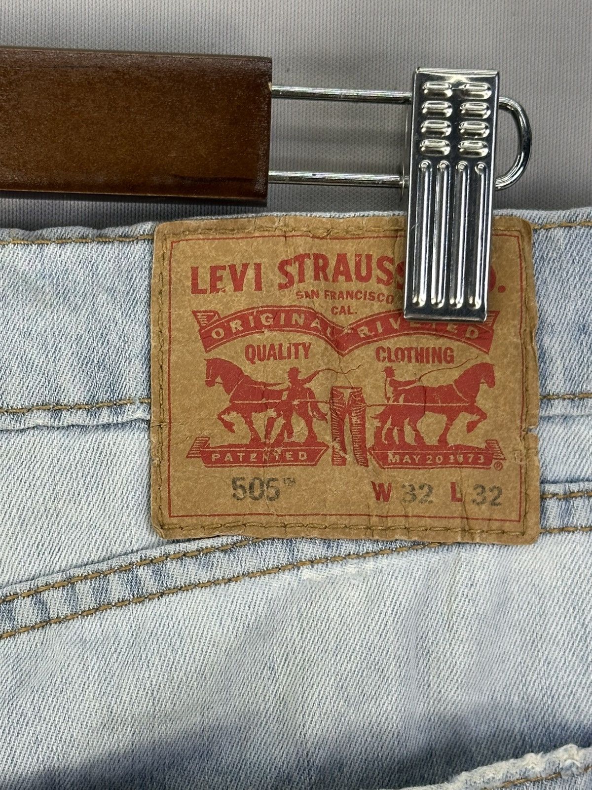 Levi's Levi’s 505 Blank Tab Regular Fit Light Washed Jeans Size US 34 / EU 50 - 12 Thumbnail