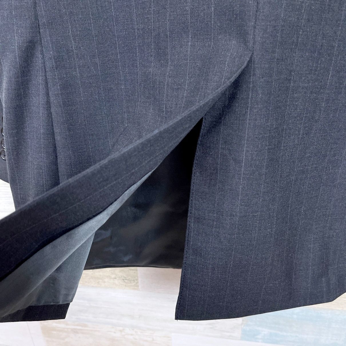 Jos. A. Bank Jos A Bank Wool Pinstripe Suit Charcoal Gray Mens 42L Jacket Size 42L - 8 Thumbnail