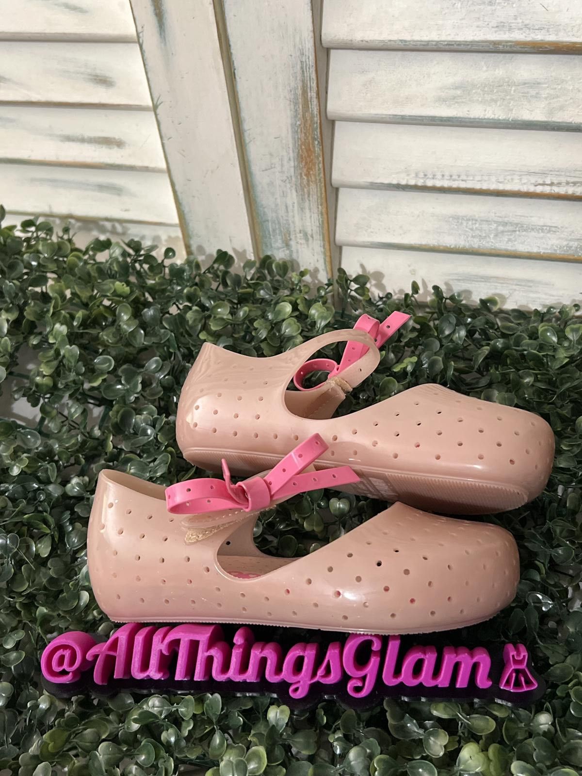 Unknown London Mini Melissa furadinha Pink Mary Jane Rubber Shoes Bow Strap Size US 11 / IT 41 - 1 Thumbnail