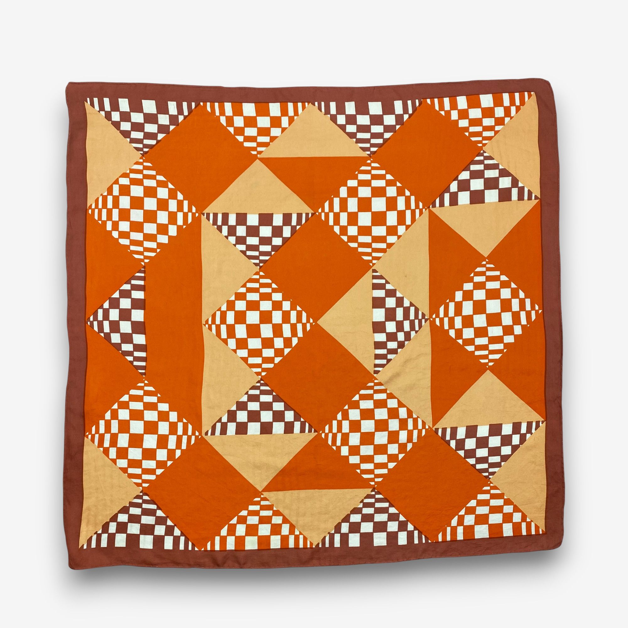 Japanese Brand Vintage Geometric Quilt SILK Scarf Twill Stole Wraps Scarves Size ONE SIZE - 2 Thumbnail
