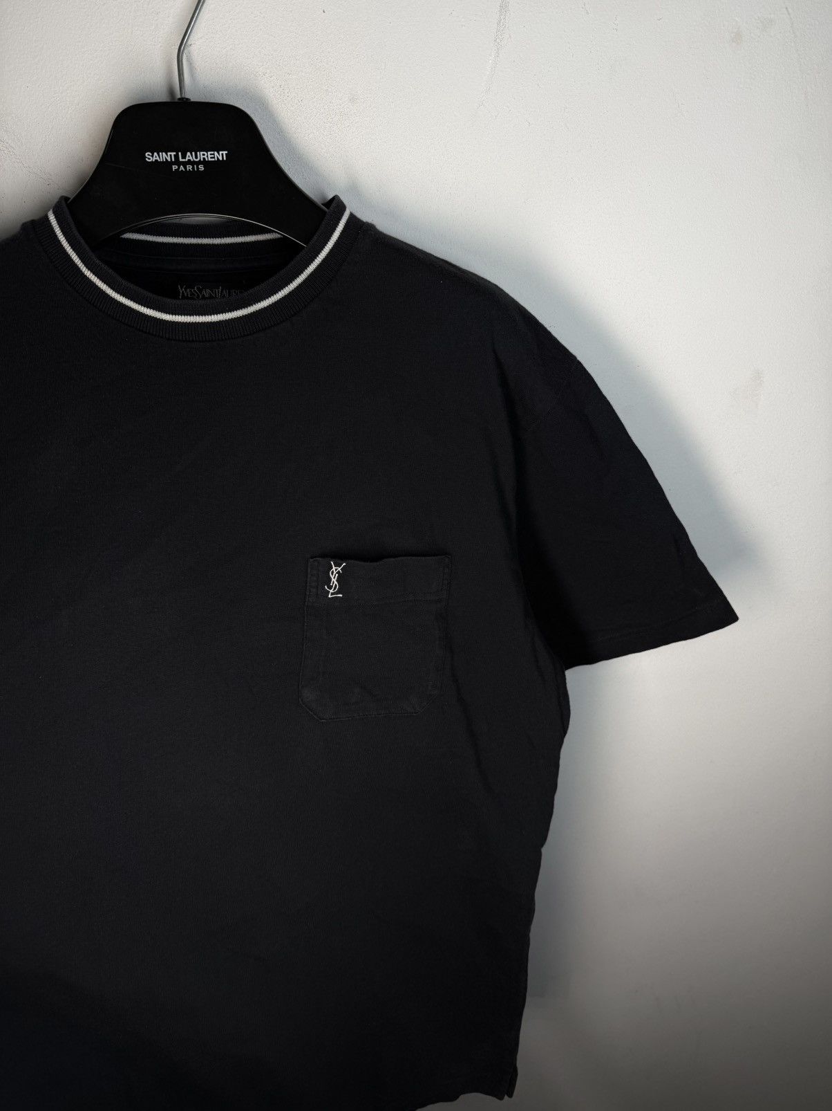 Yves Saint Laurent Black 90s YSL T-shirt Logo Vintage Yves Saint Laurent Size US L / EU 52-54 / 3 - 12 Thumbnail
