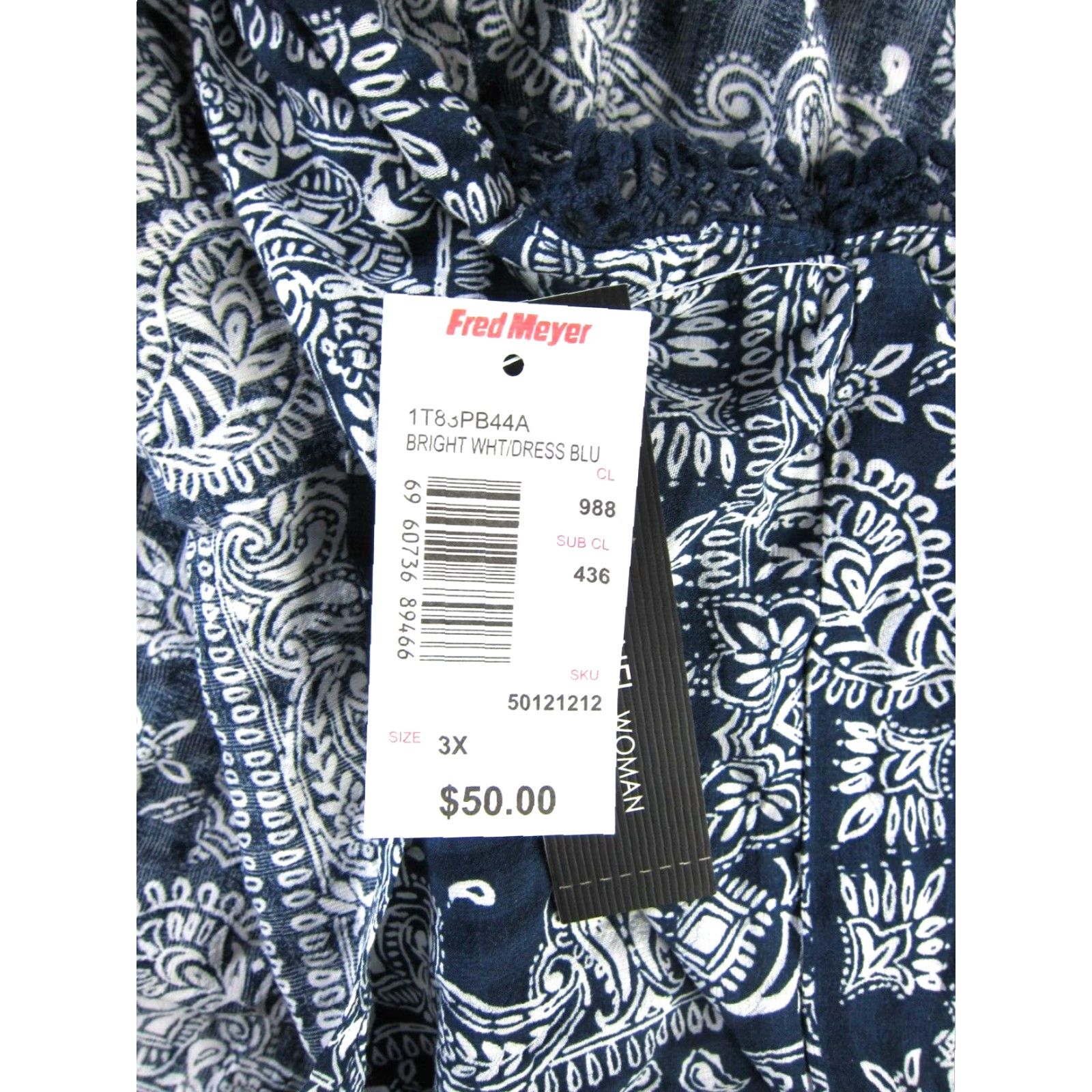 Vintage NWT Zac & Rachel Blue White Floral Paisley Cap Sleeve Tunic Peasant Blouse 3X Size XXL / US 16-18 / IT 52-54 - 3 Thumbnail