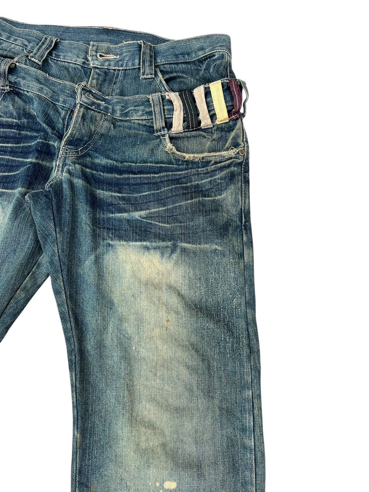 Vintage Double Waist Dirty Mud Denim Distressed Jeans Size US 31 - 9 Thumbnail