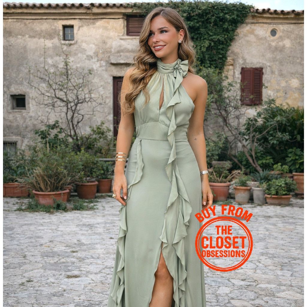 Zara ZARA Green Halter Midi Dress NWT Size L / US 10 / IT 46 - 6 Thumbnail