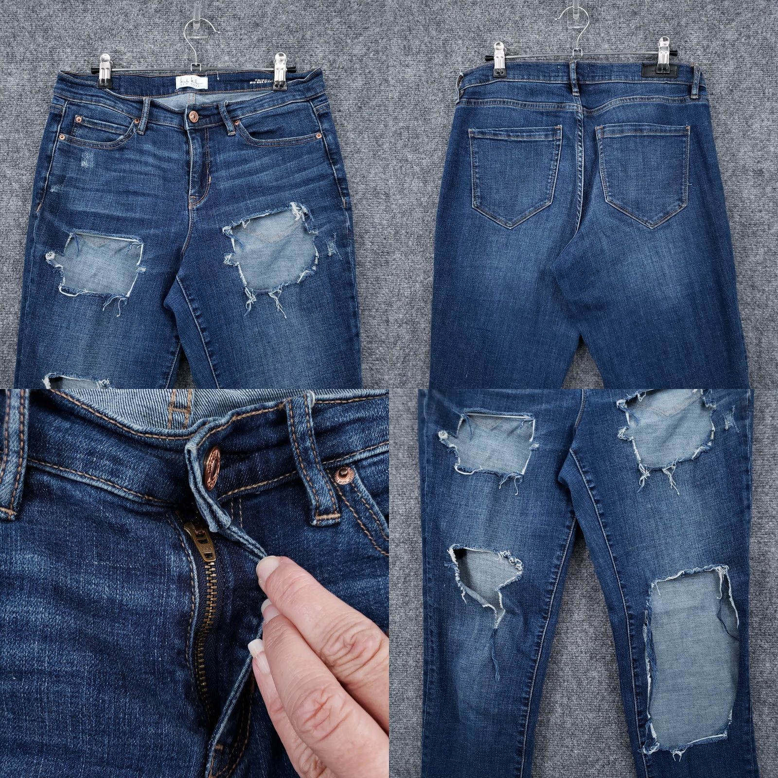 Nicole Miller Nicole Miller Jeans Womens 6 Mid-Rise Tribeca Straight Ripped Medium Blue Denim Size 28" / US 6 / IT 42 - 8 Thumbnail
