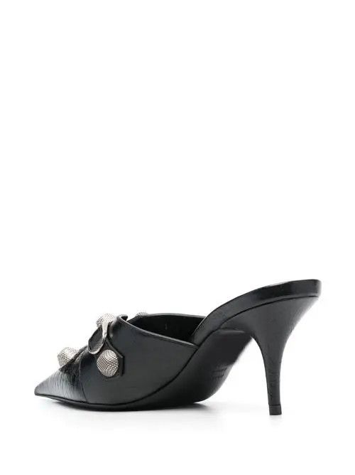 Balenciaga o1s1rm1024 Cagole 70mm Mules in Black/Silver Size US 10 / IT 40 - 7 Thumbnail